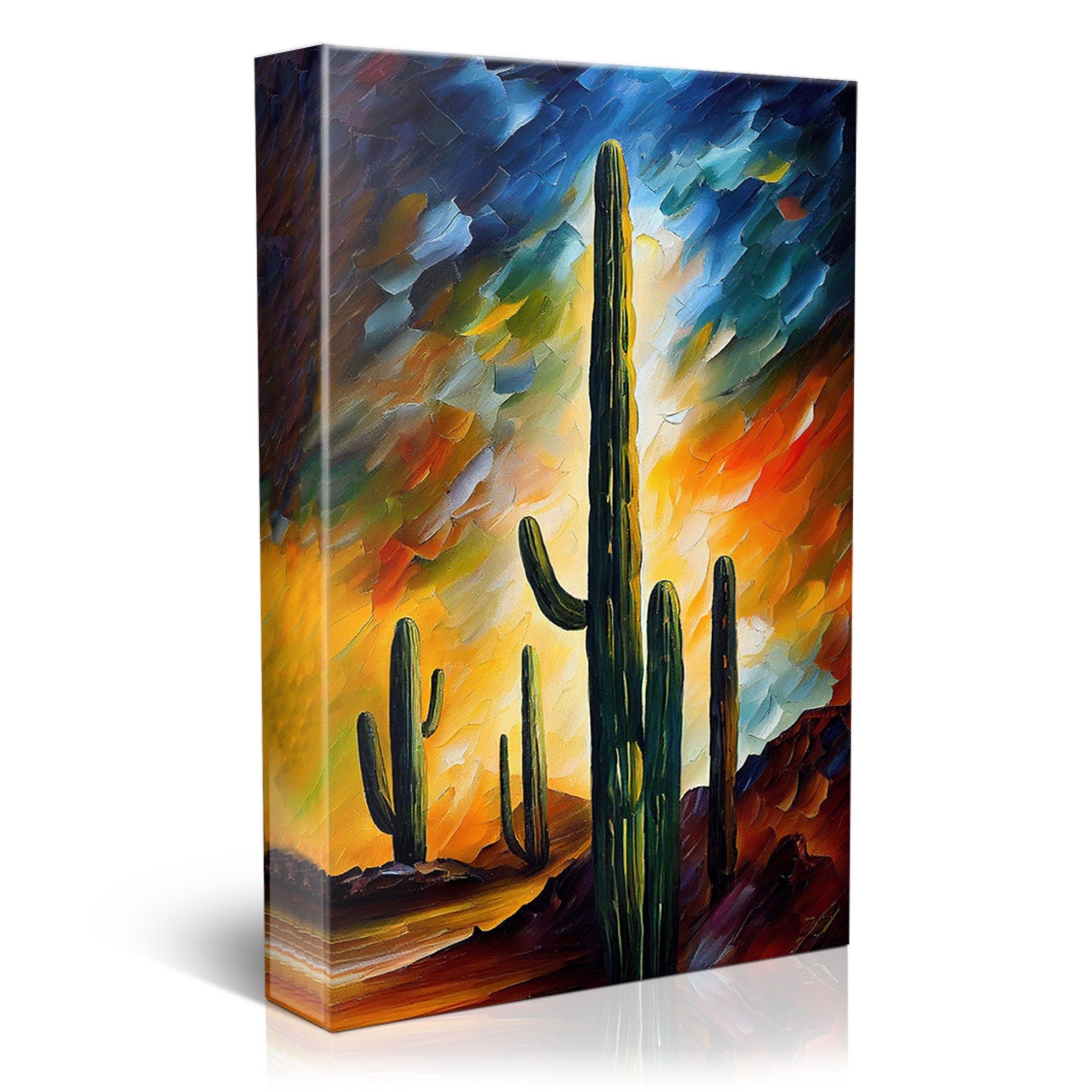 Cactus Canvas Art - Southwest Landscape Print | Gallery Ready UV Coated Canvas