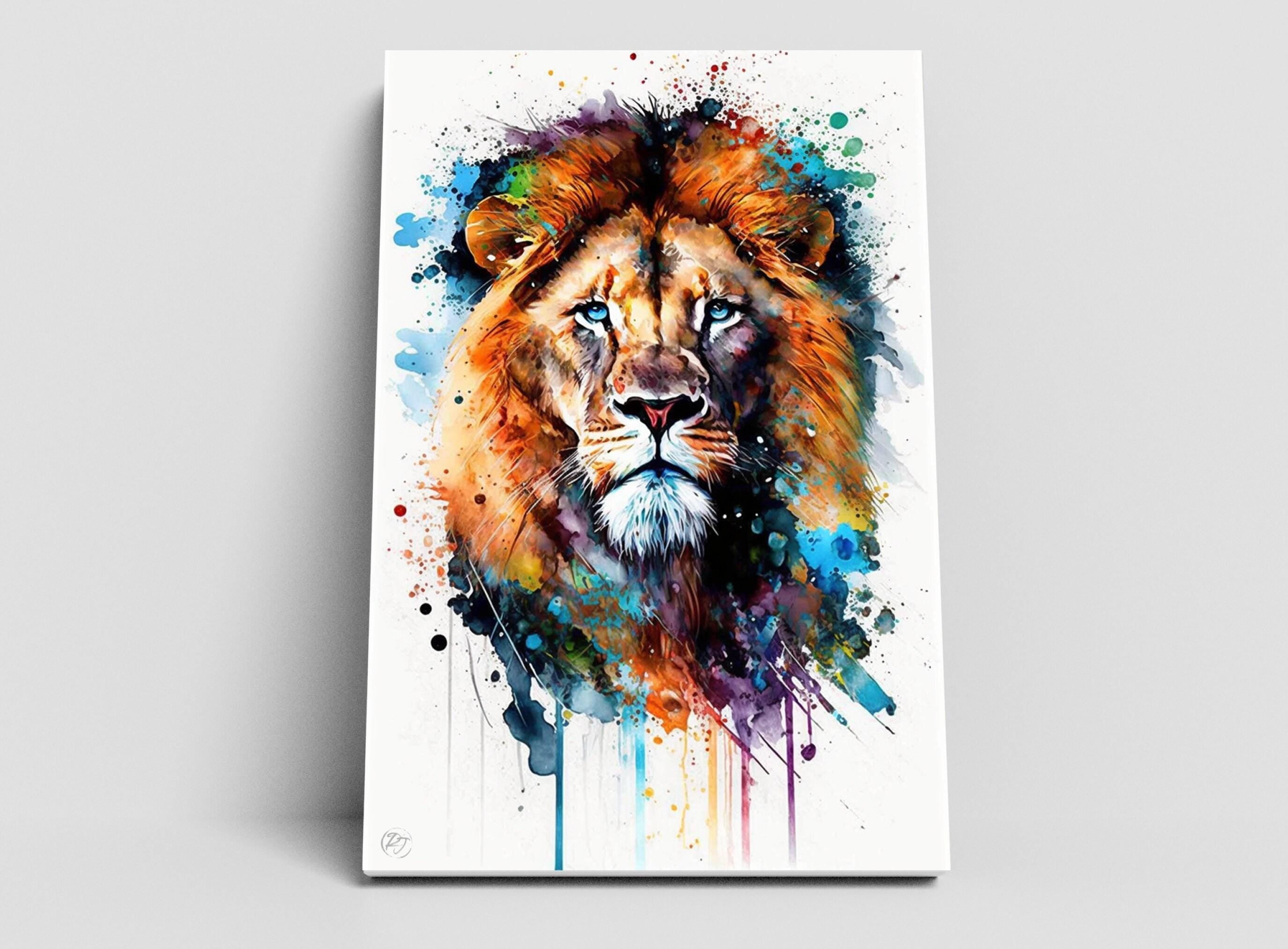 Savannah King: Watercolor Lion Wall Decor Print, Giclee Print on Canvas, Artist Paper, Watercolor Paper, Available in Extra Large Sizes