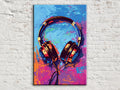 Colorful Pop Art - Retro Headphones Wall Art | Large Canvas Print, Music Lovers Gift