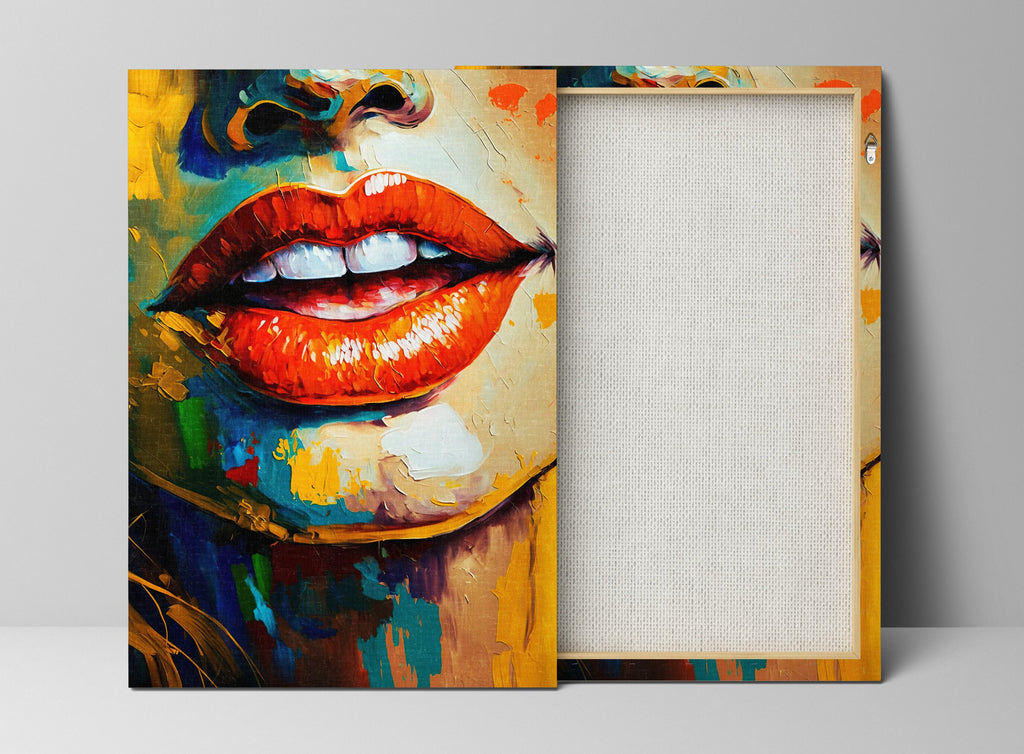 Red Lips Canvas – Seductive Wall Art | Feminine Mystique Decor | Large Pop Art Print