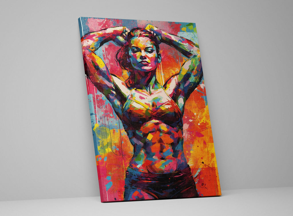 Female Muscle Bodybuilder Art – Large Gallery Wrapped Canvas | Ready to Hang Wall Art