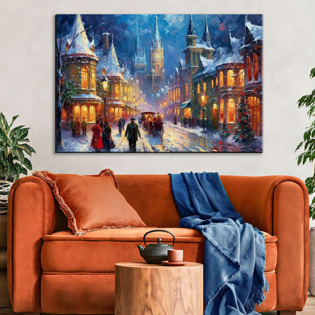 Victorian Christmas Art | Classic Holiday Decor on Extra Large Gallery Wrapped Canvas Print
