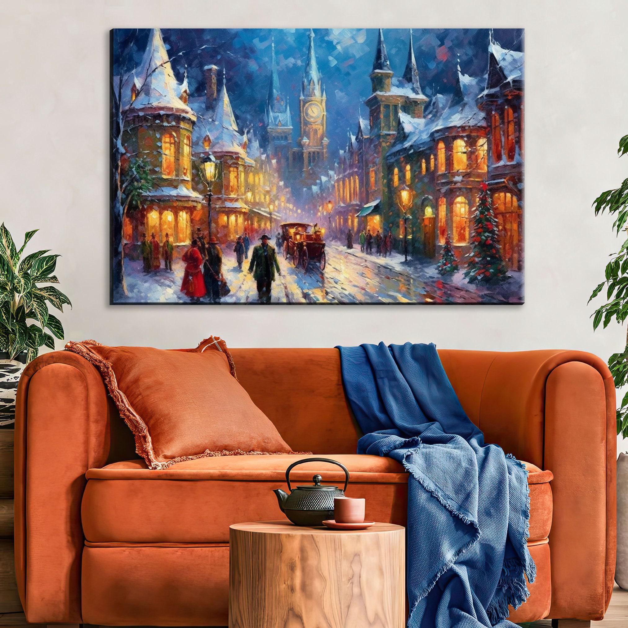 Victorian Christmas Art | Classic Holiday Decor on Extra Large Gallery Wrapped Canvas Print