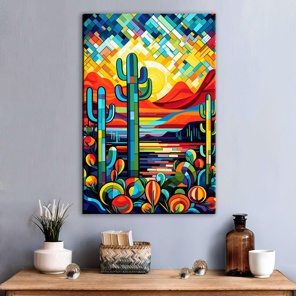 Southwest Modern Art - Geometric Desert Art Print on Gallery Wrapped Canvas, Ready to Hang