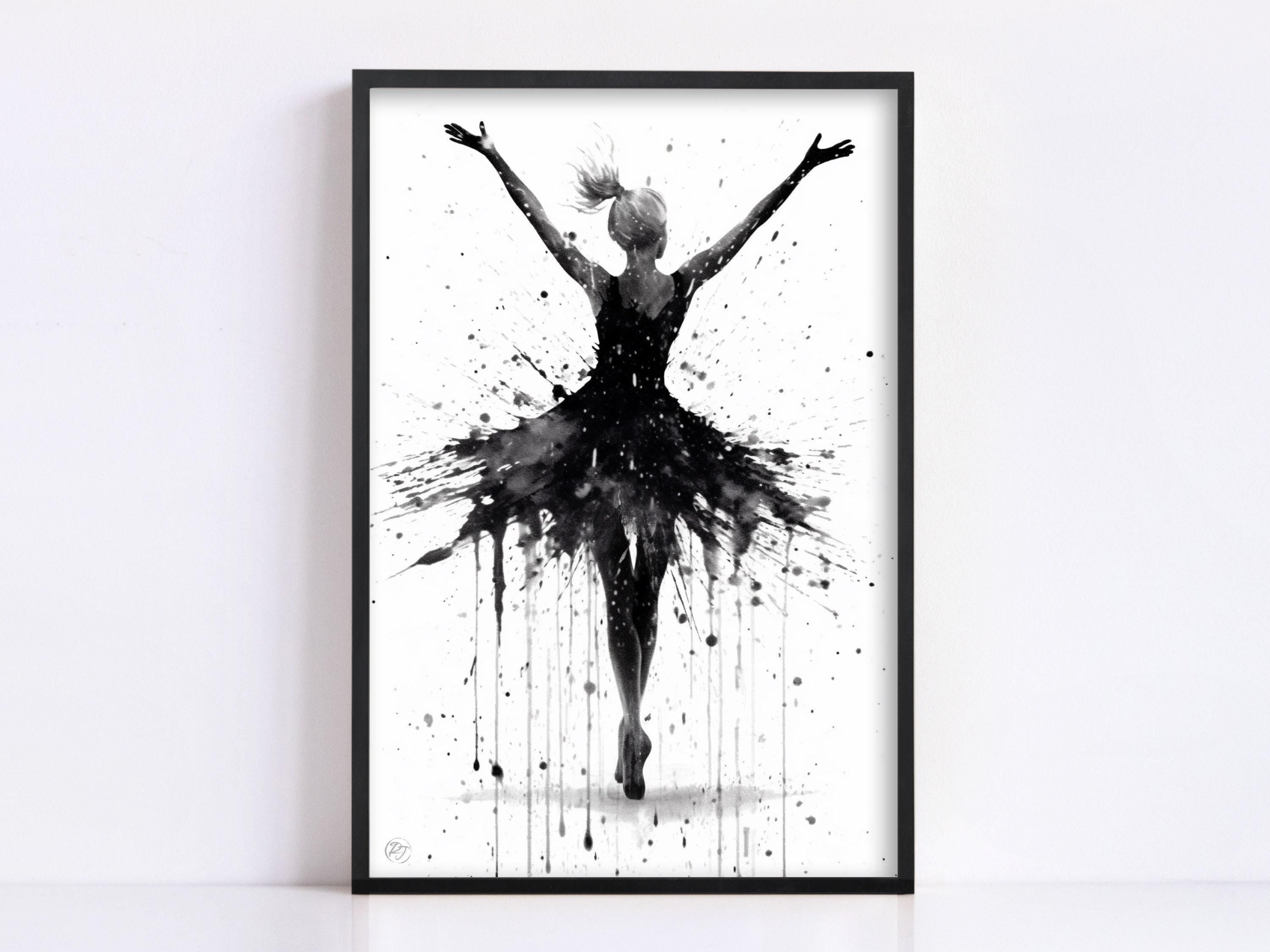 Graceful Dance Moves: Watercolor Ballerina Painting, Giclee Print on Canvas, Artist Paper, Watercolor Paper, Available in Extra Large Sizes