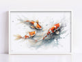 Serene Koi Fish Watercolor Wall Art - Giclee Print on Canvas, Artist Paper, Watercolor Paper, Available in Extra Large Sizes