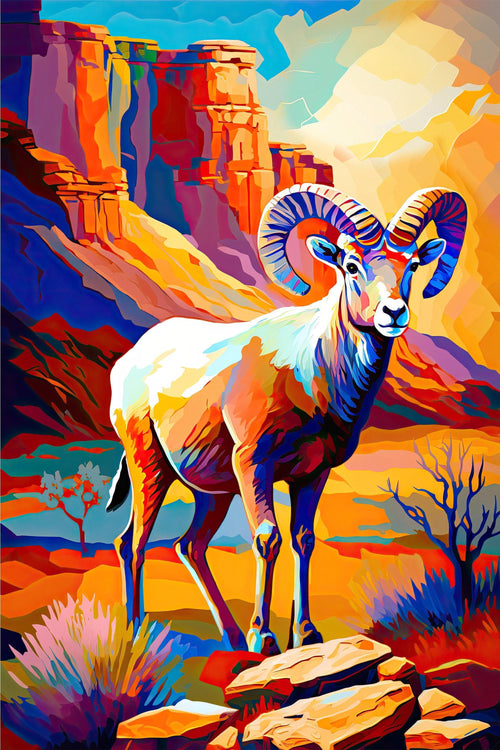 Bighorn Sheep Canvas - Desert Wildlife Art | Southwest Wall Art, Gallery Ready Print
