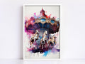 Whimsical Carousel: Watercolor Carnival Wall Art, Giclee Print on Canvas, Artist Paper, Watercolor Paper, Available in Extra Large Sizes