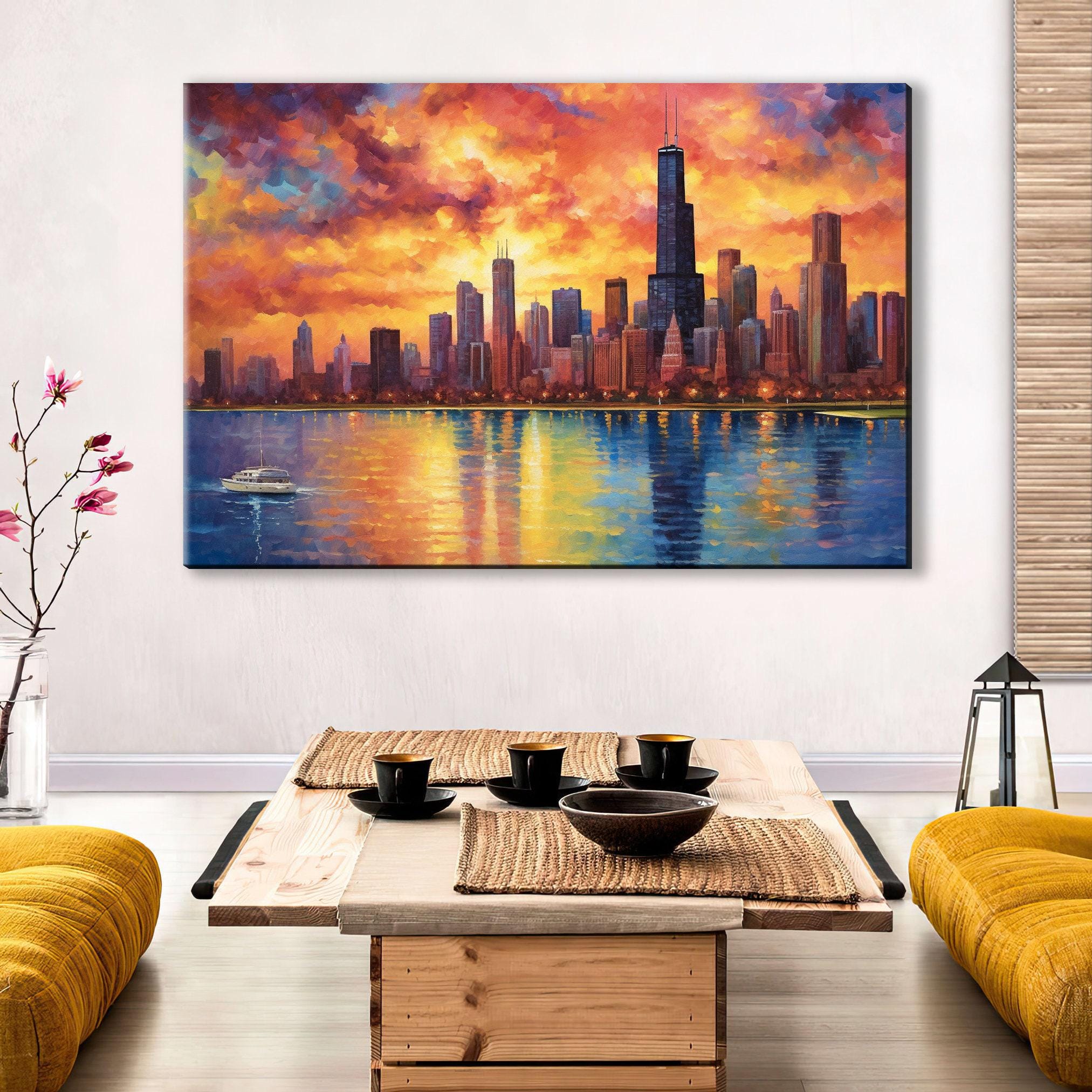 Chicago Skyline Canvas – Large Canvas Art | Urban Wall Decor & Modern Chicago Painting
