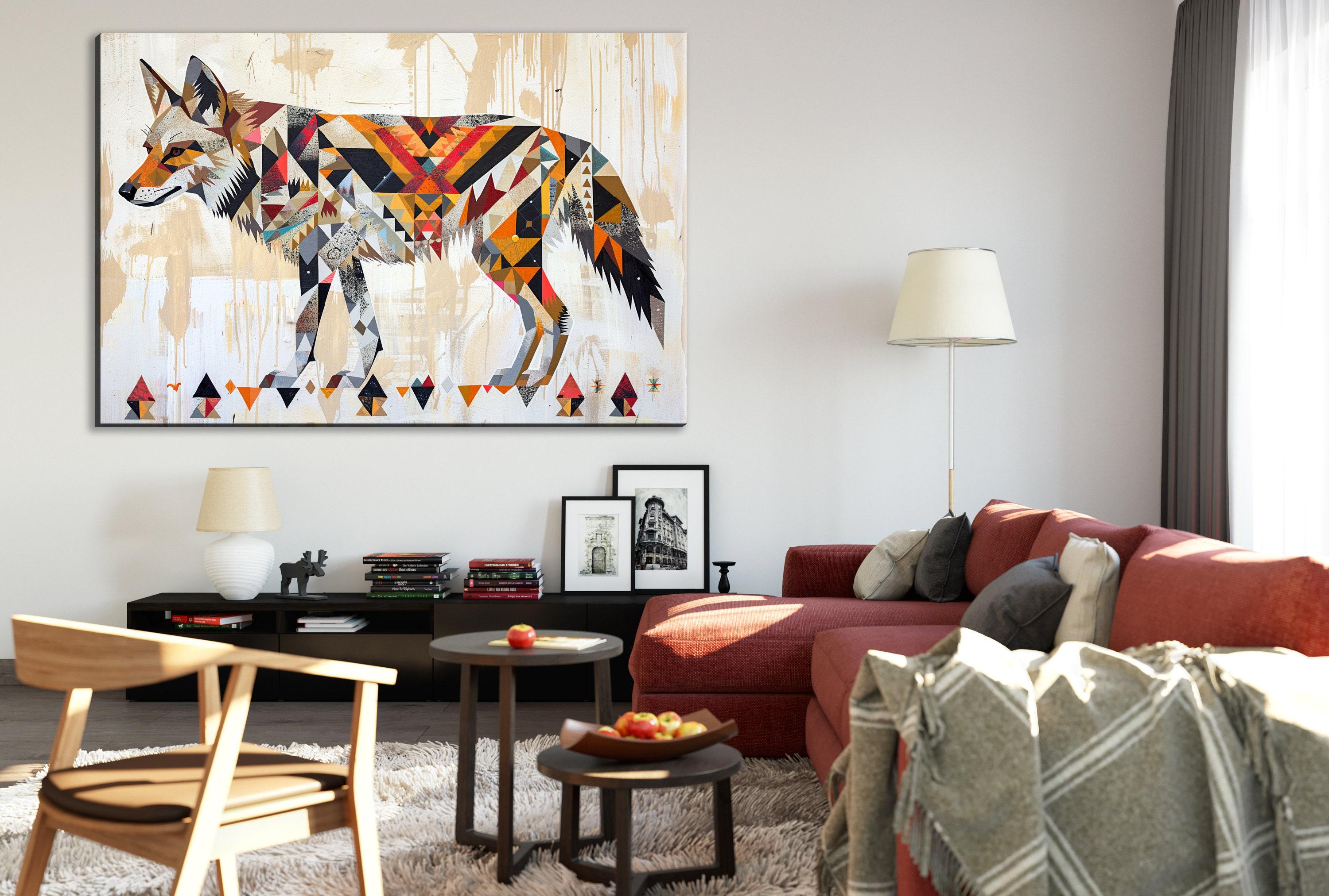 Tribal Coyote Canvas | Native American Art - Large Gallery Wrapped Print