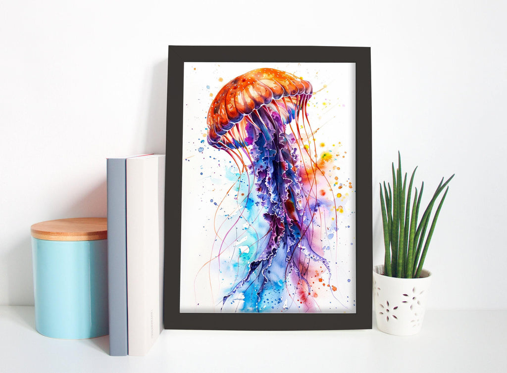 Beautiful Jellyfish Watercolor, Oceanic Wall Art, Giclee Print on Canvas, Artist Paper, Watercolor Paper, Available in Extra Large Sizes