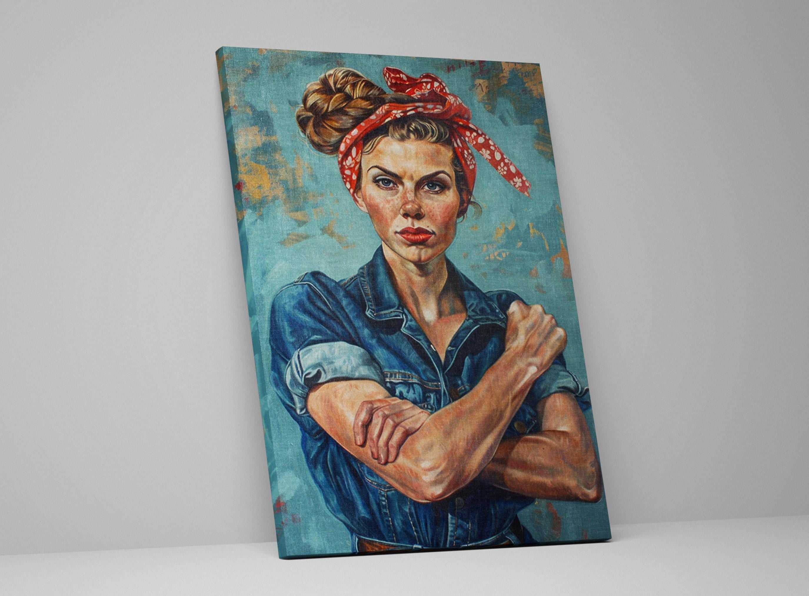 Rosie the Riveter Painting – Large Canvas Wall Art | Gallery Wrapped Canvas with Scratch Resistant Coating