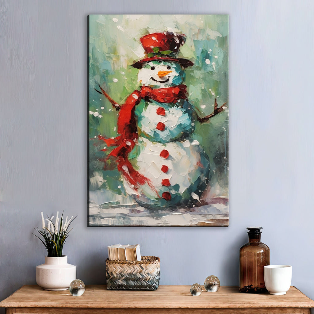 Christmas Wall Art – Frosty the Snowman Canvas Print | Vibrant Holiday Colors & Easy to Hang