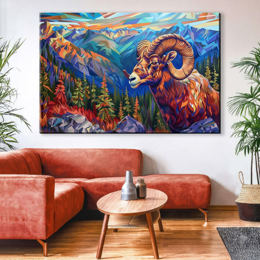 Bighorn Sheep Canvas | Vibrant Wildlife Art Print - Gallery Wrapped, Ready to Hang