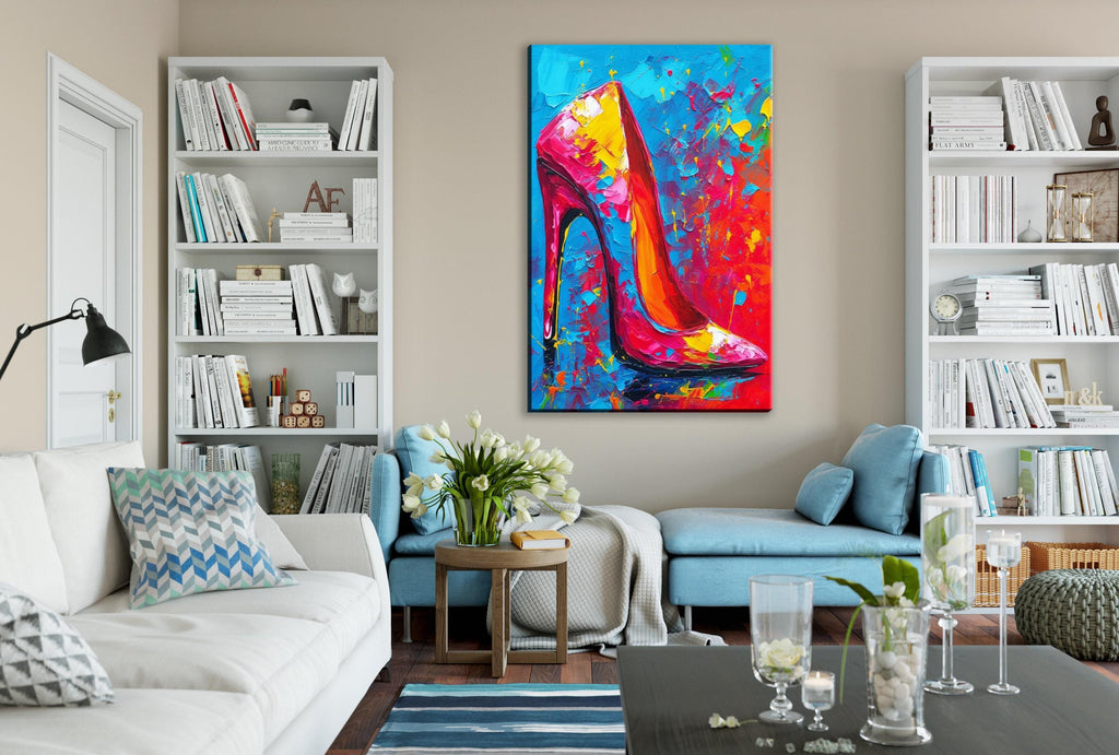 High Heels Canvas Art – Colorful Pop Art Print on Large Gallery Ready Canvas