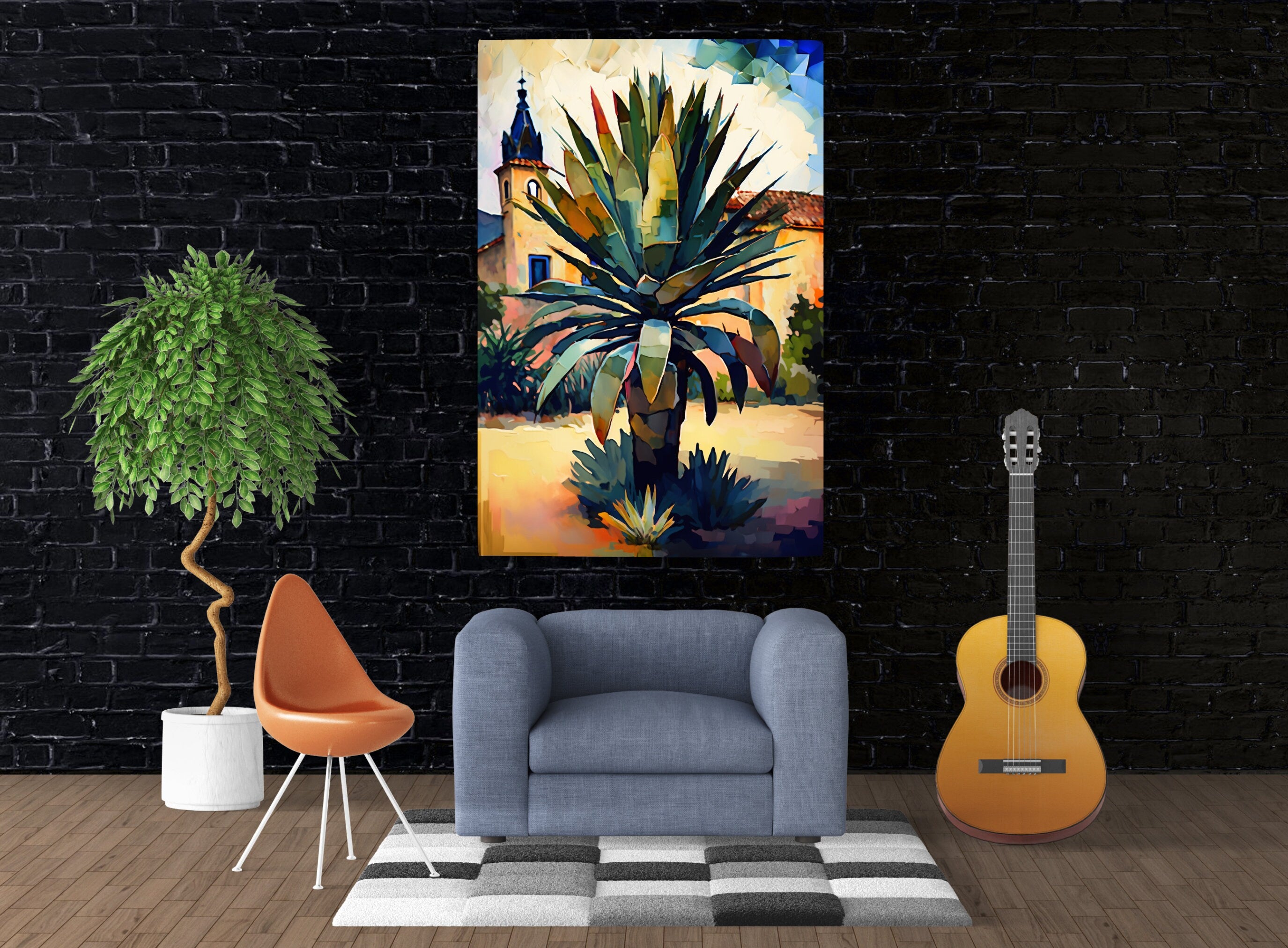 Cactus Desert Canvas | Large Giclee Art Print - Southwest Wall Art Decor