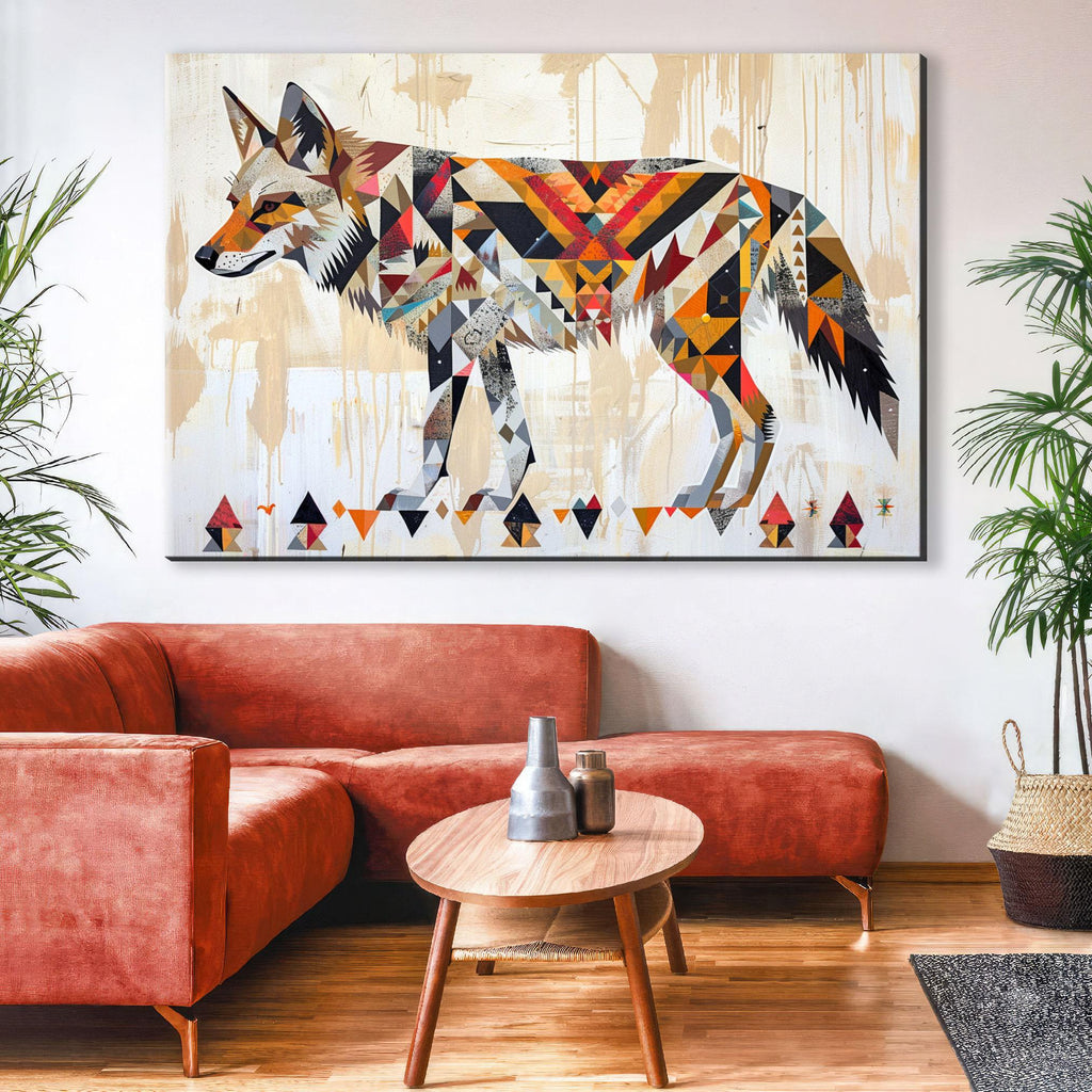 Tribal Coyote Canvas | Native American Art - Large Gallery Wrapped Print