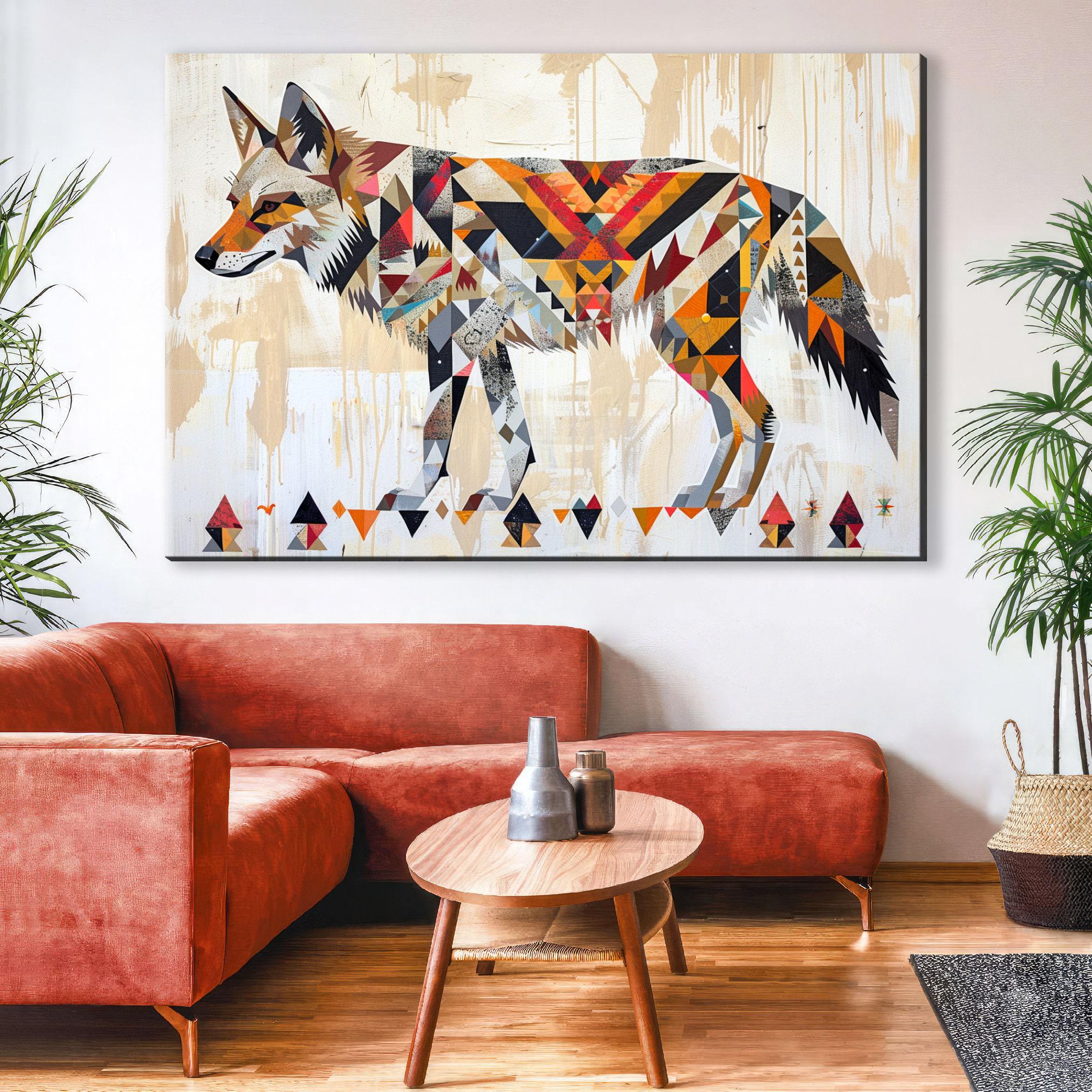 Tribal Coyote Canvas | Native American Art - Large Gallery Wrapped Print