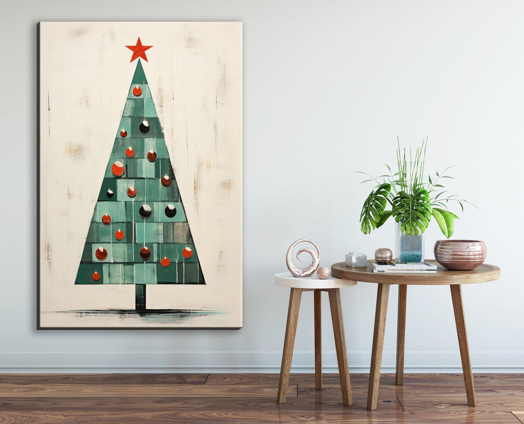 Christmas Tree Art - Extra Large Gallery Wrapped Canvas | Ready to Hang Holiday Wall Art