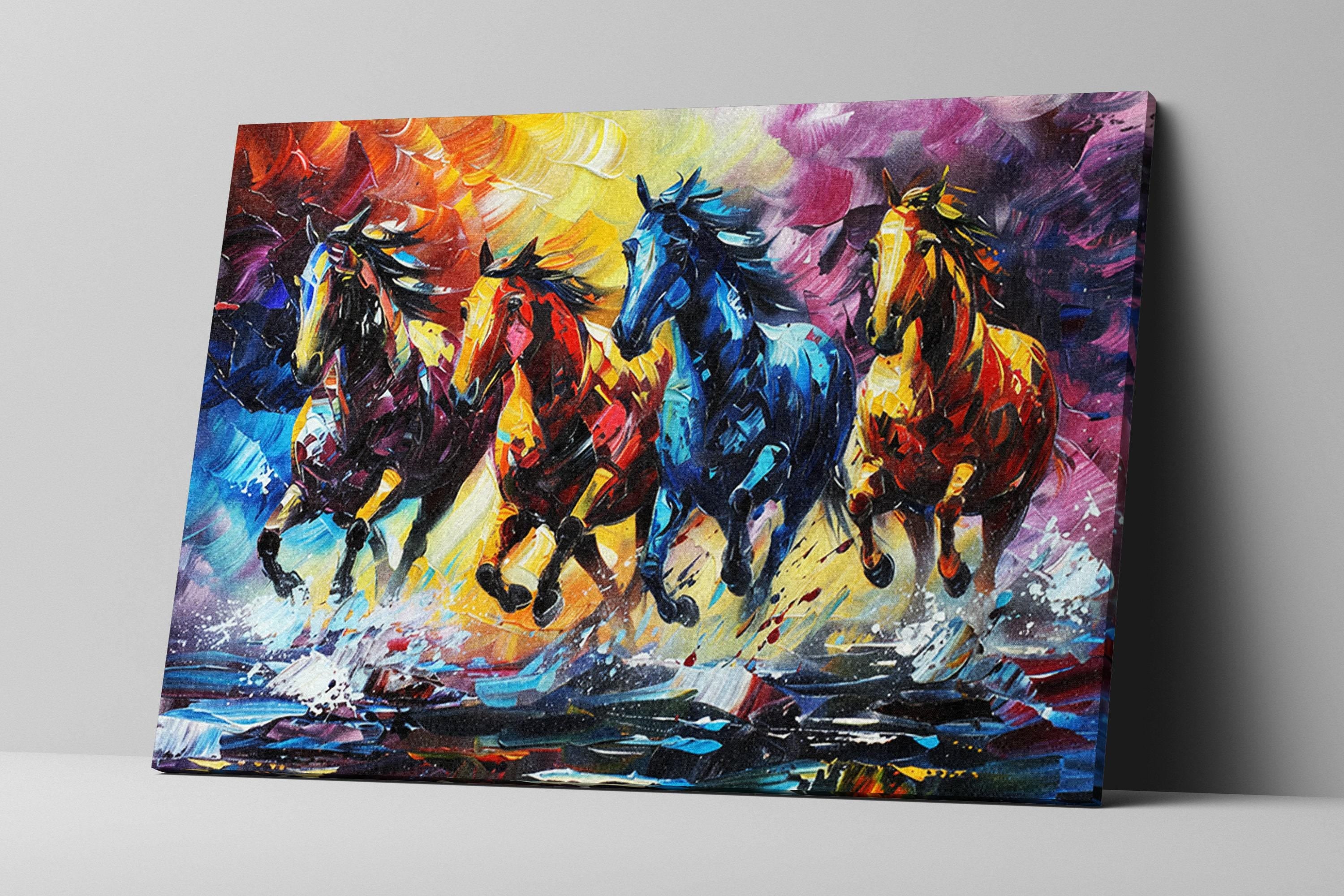 Wild Horses Wall Art - Extra Large Gallery Wrapped Canvas with UV Coating