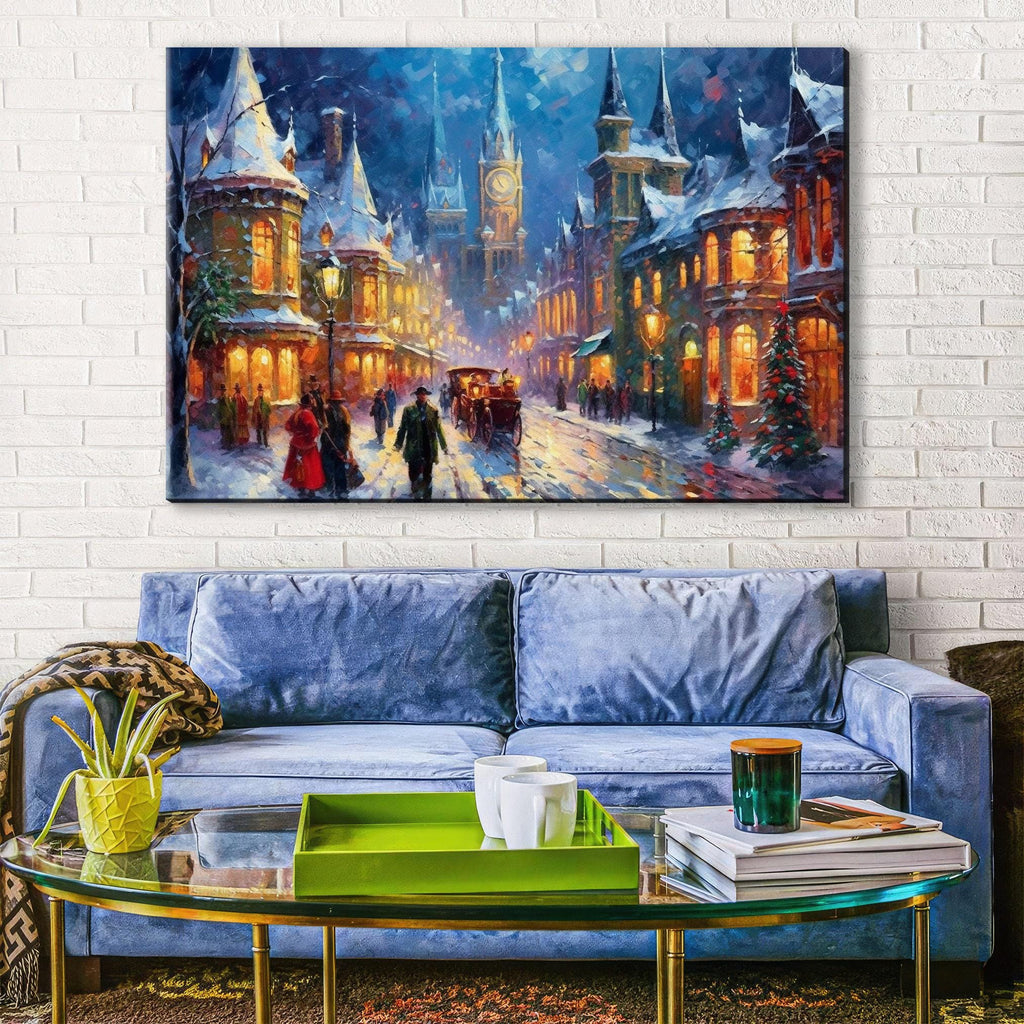 Victorian Christmas Art | Classic Holiday Decor on Extra Large Gallery Wrapped Canvas Print