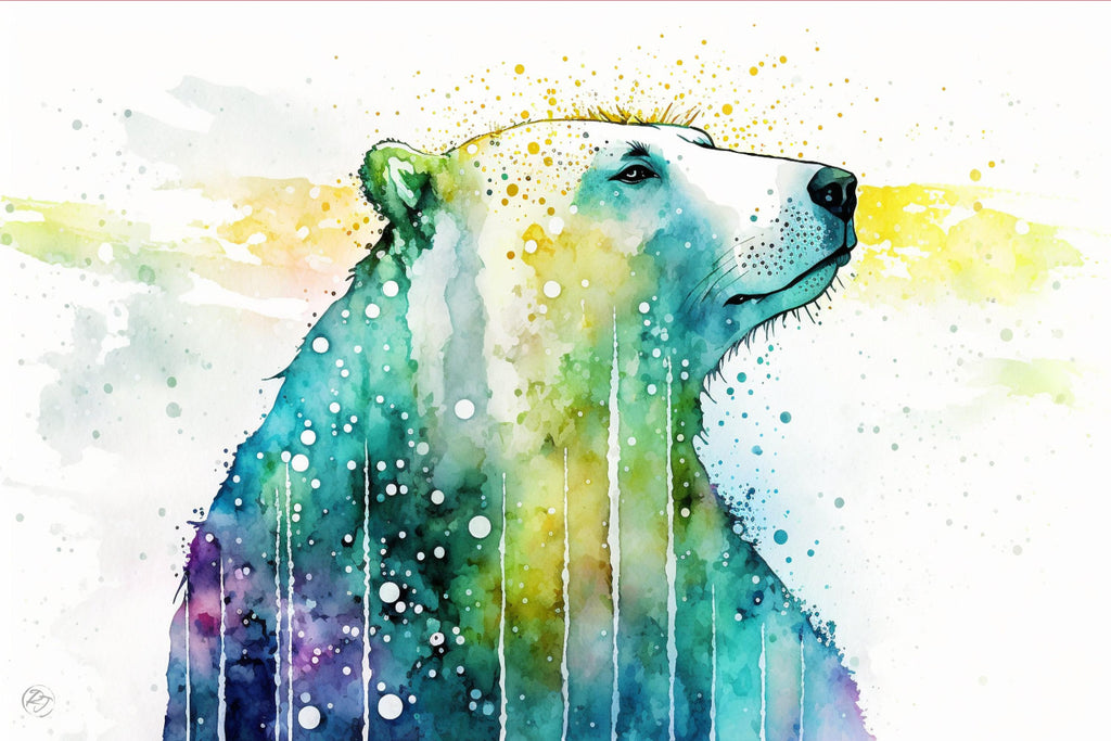 Arctic Beauty: Polar Bear Watercolor Painting, Giclee Print on Canvas, Artist Paper, Watercolor Paper, Available in Extra Large Sizes