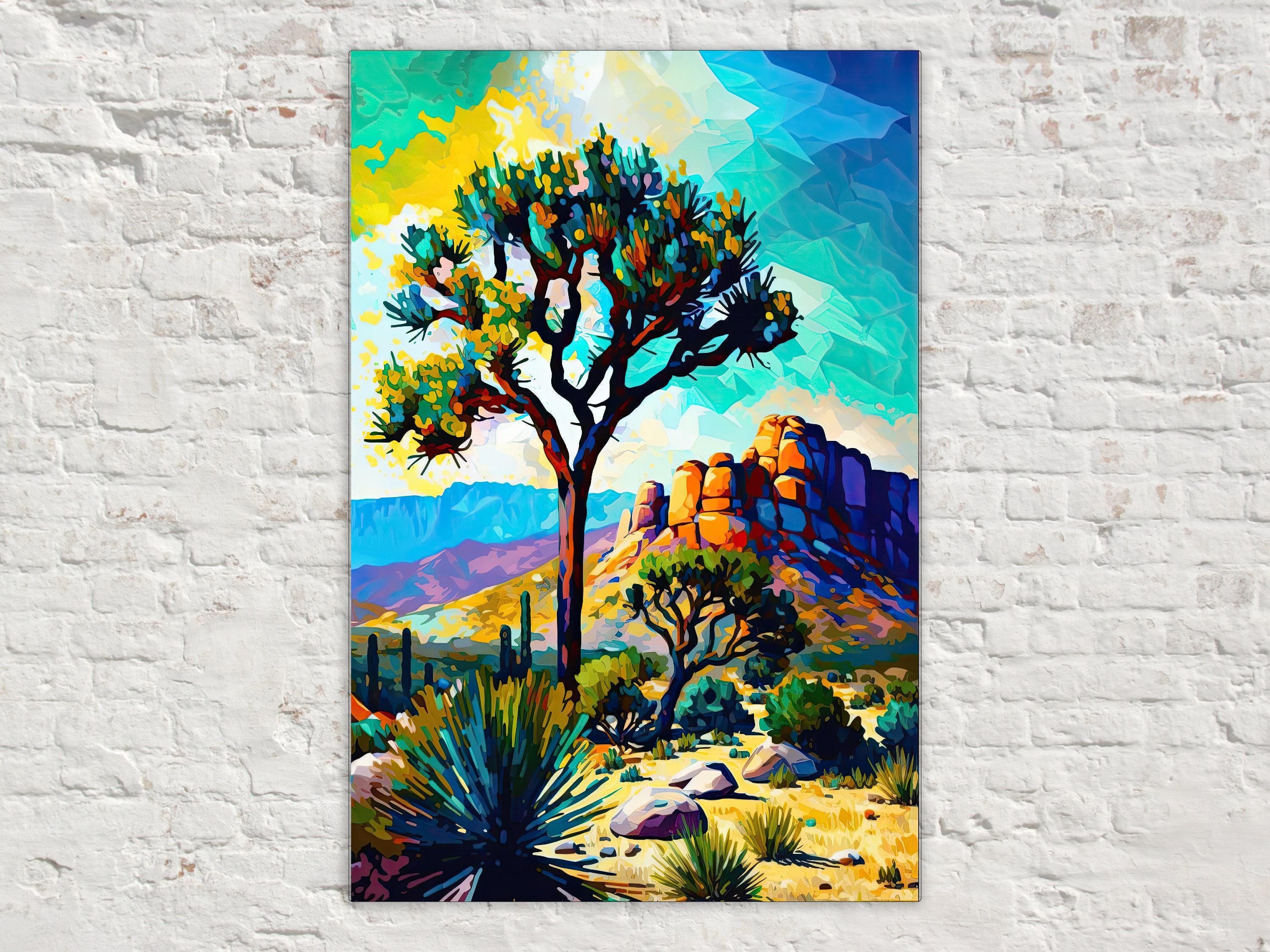 Joshua Tree Canvas Print – Southwest Landscape Painting | Vibrant Desert Art On Wood Frame