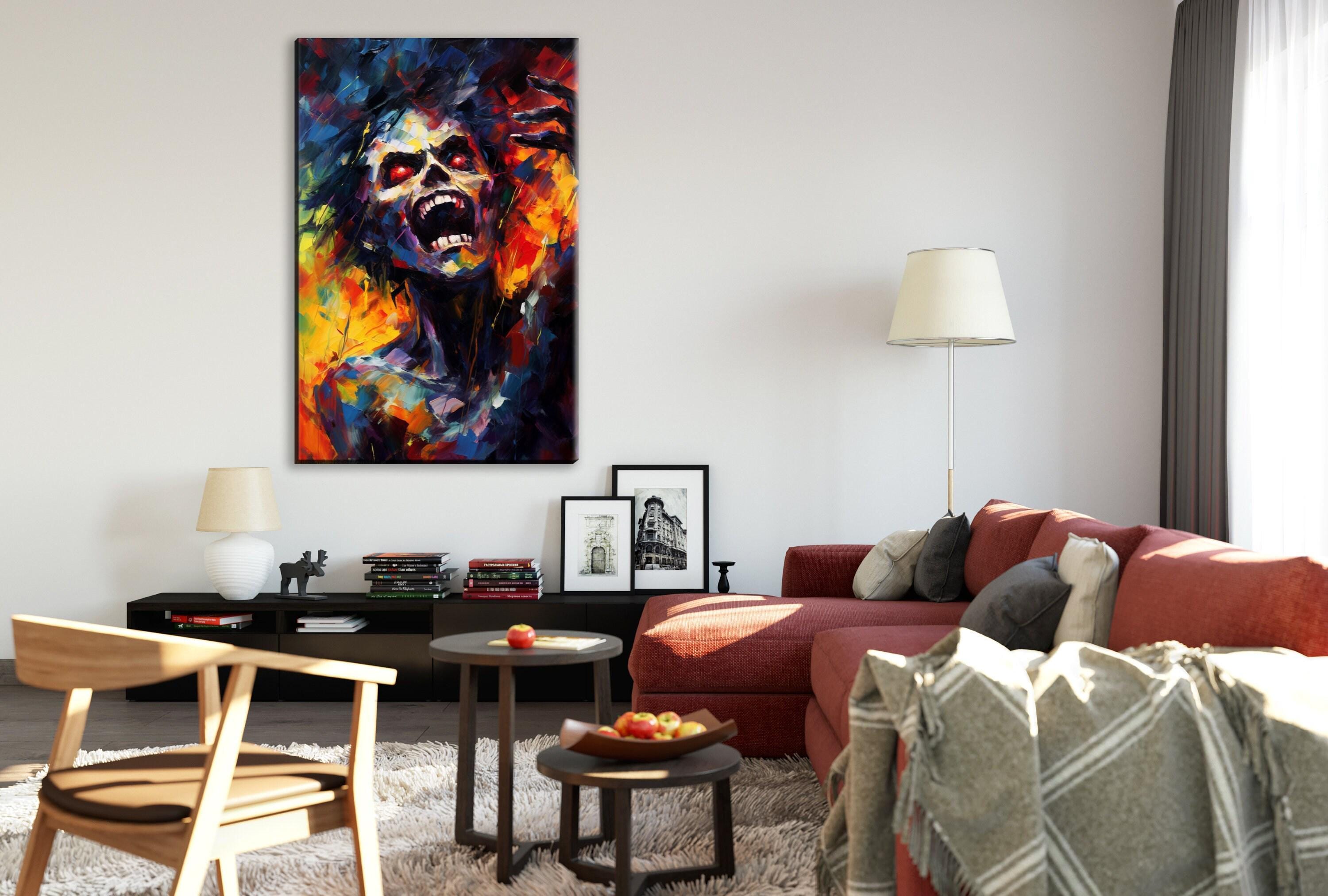 Halloween Zombie Canvas | Large Gallery Wrapped Canvas Print - Spooky Wall Art
