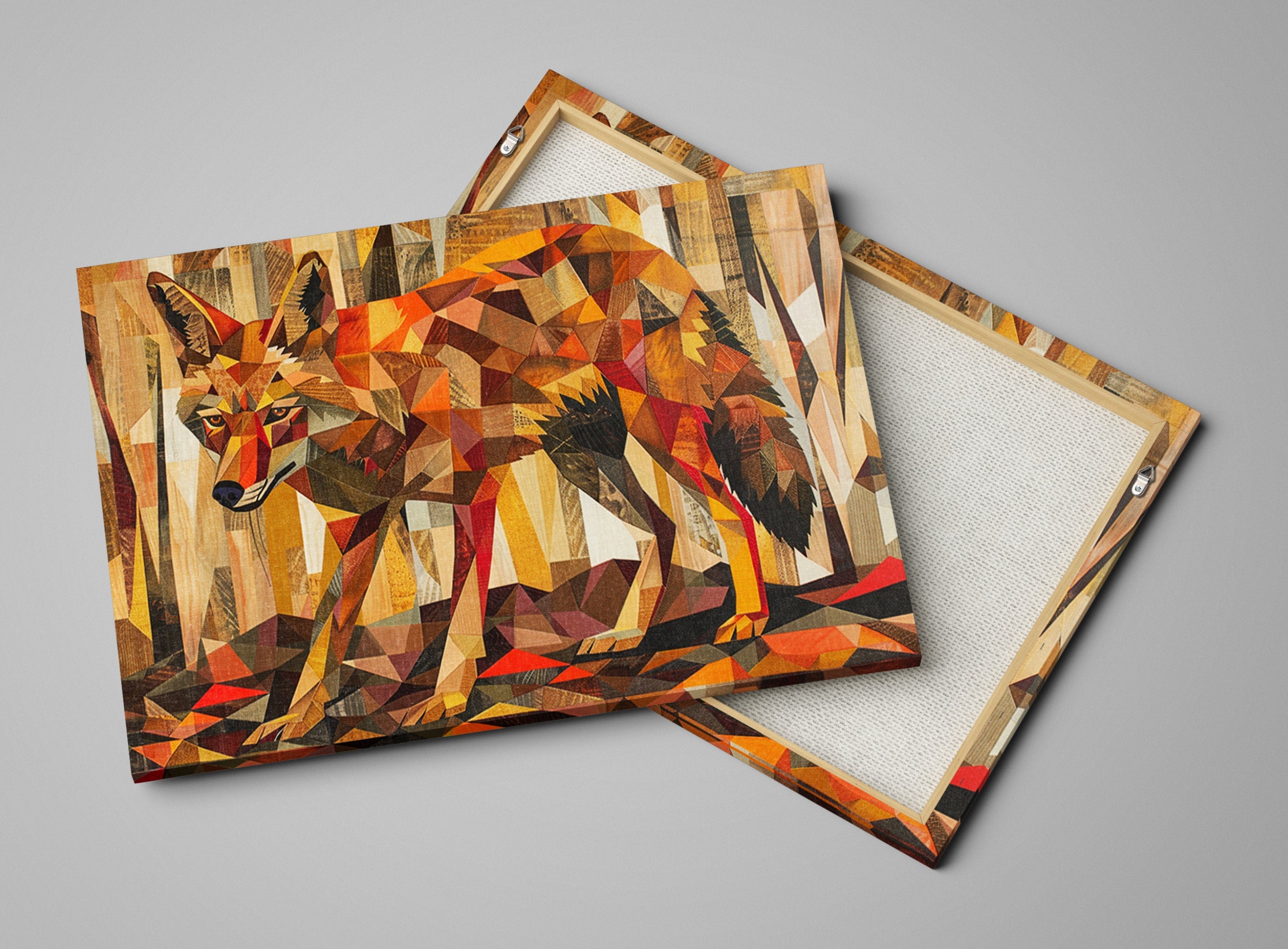 Modern Coyote Canvas – Large Gallery Wrapped Southwest Desert Art by Ryan James