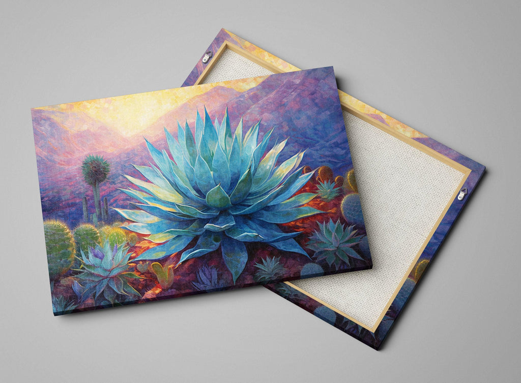 Desert Canvas Art - Blue Agave Art on Extra Large Giclee Gallery Ready Canvas Print