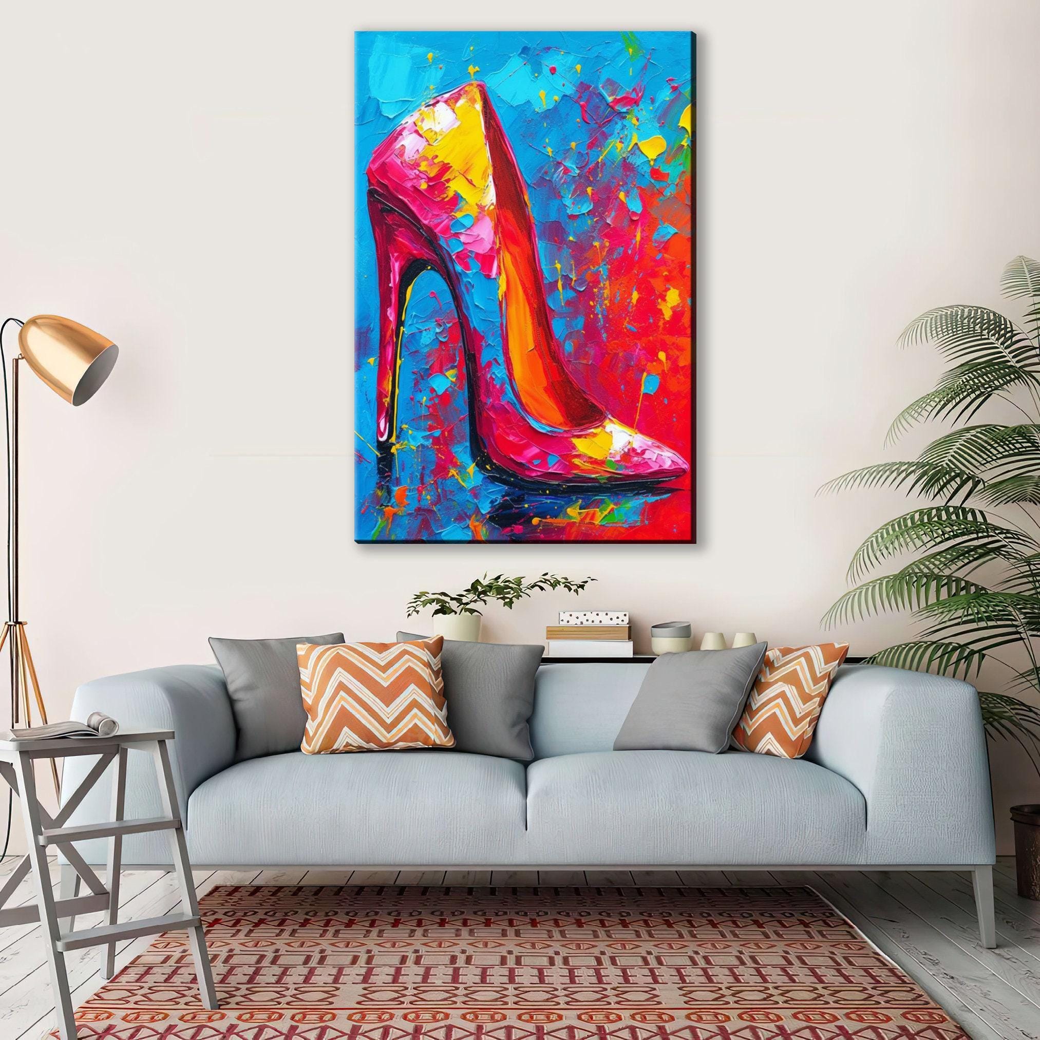 High Heels Canvas Art – Colorful Pop Art Print on Large Gallery Ready Canvas