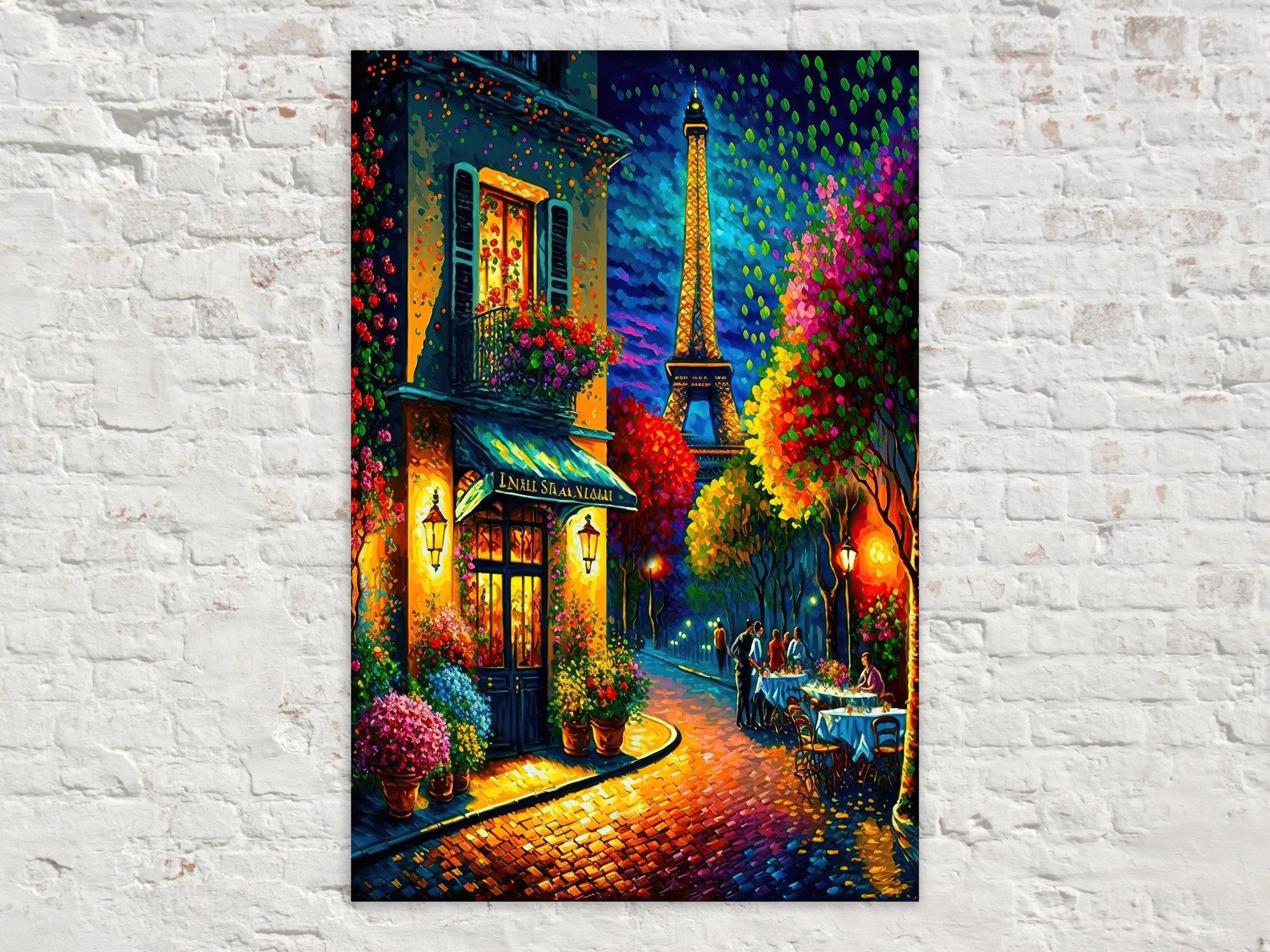 Paris Eiffel Tower Painting – Vibrant Paris Cityscape Print | Gallery Ready Canvas Art