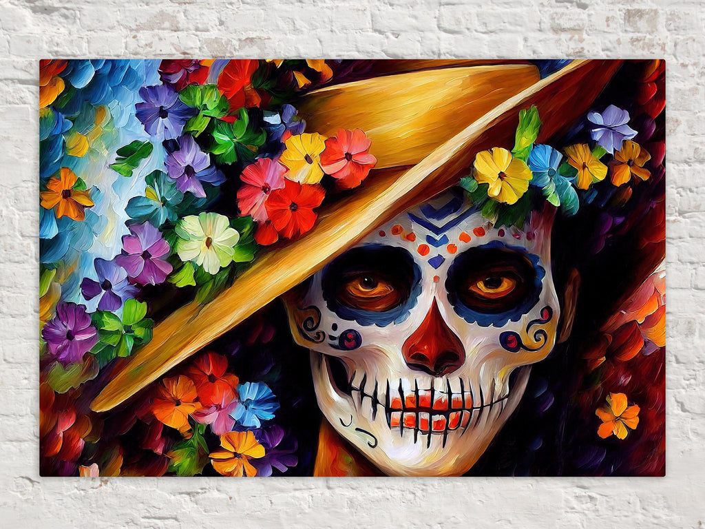 Day of the Dead Canvas – Vibrant Dia de los Muertos Art on Gallery Quality Wooden Frame