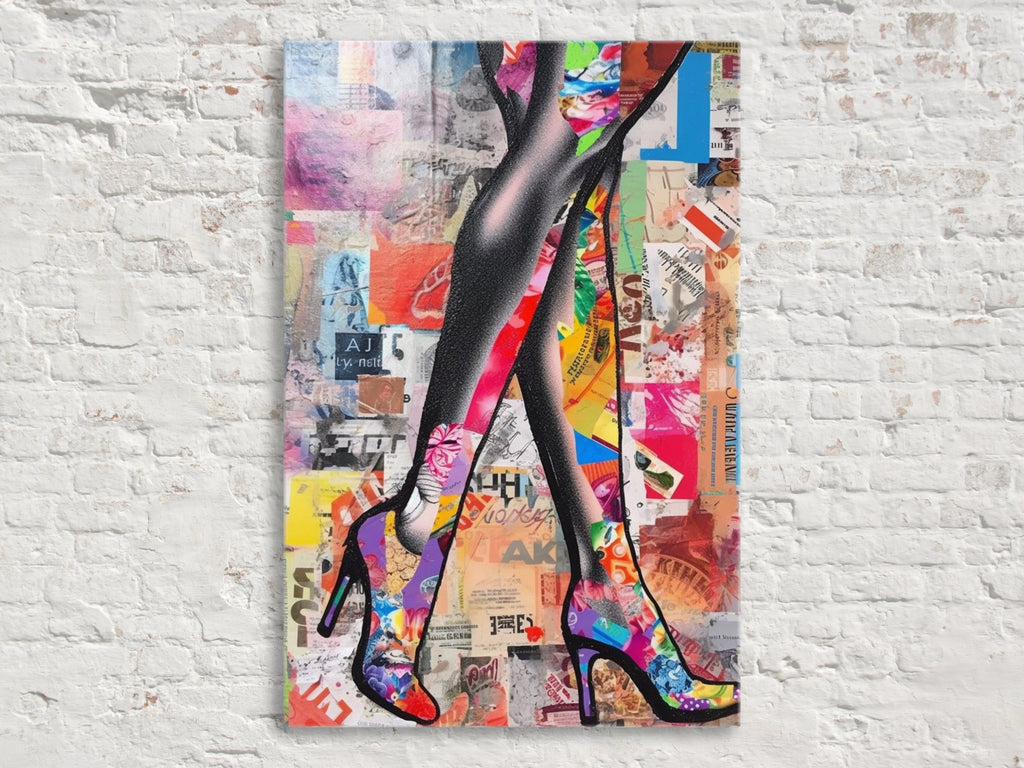 Woman Legs Canvas - Large Canvas Wall Art | Modern Collage Fashion Decor