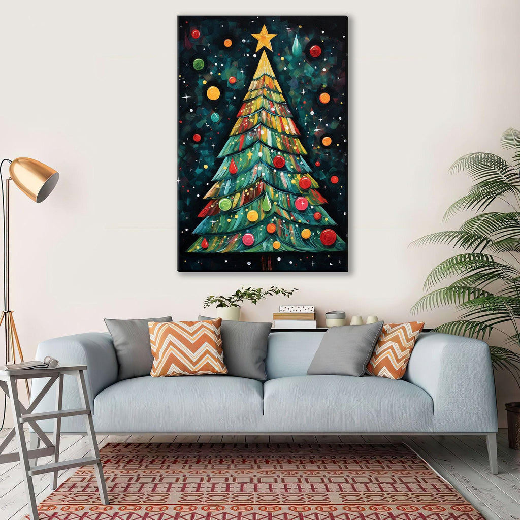 Boho Christmas Canvas - Large Gallery Wrapped Canvas Print with Vibrant Holiday Artwork
