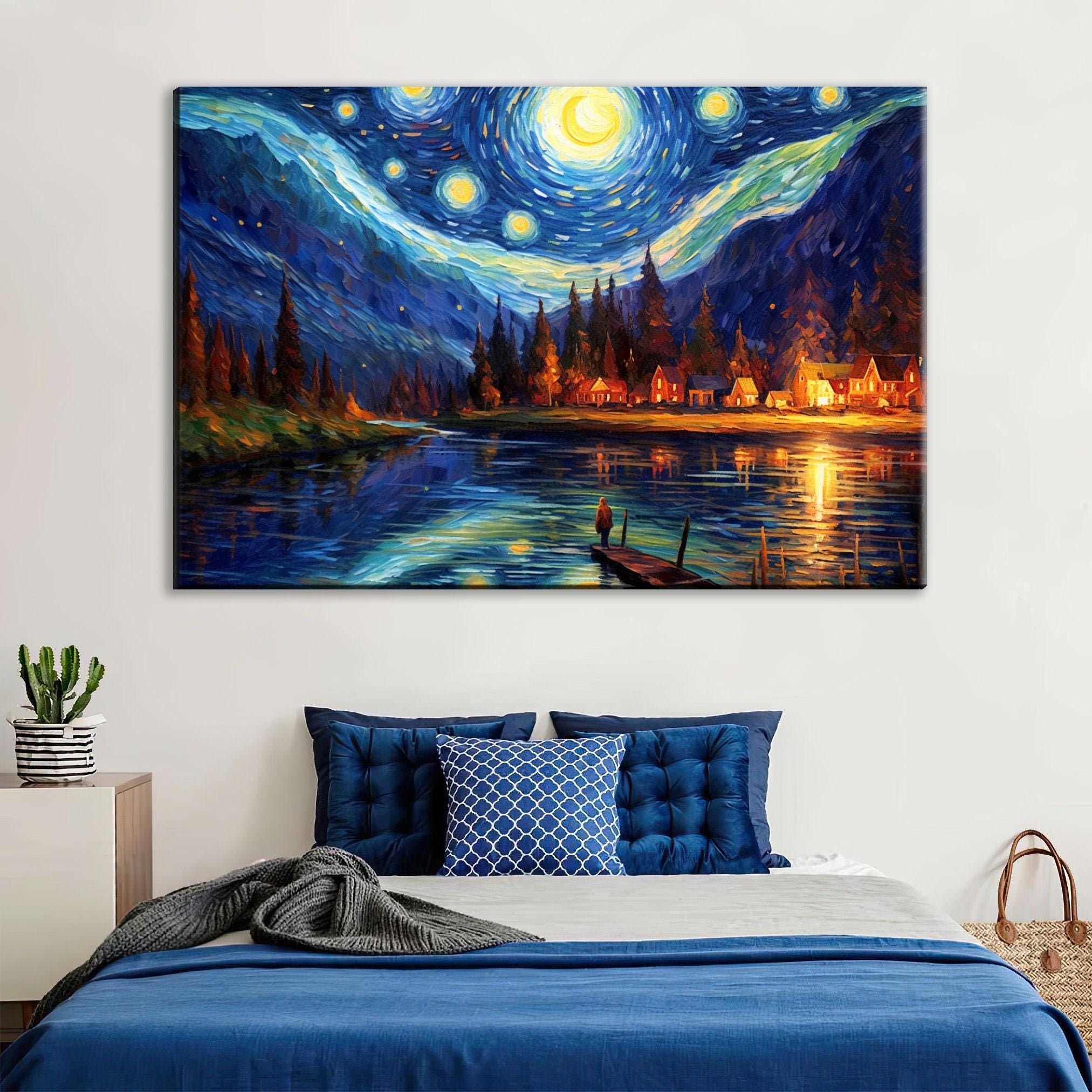 Starry Night Wall Art – Large Canvas Art, Gallery Wrapped, Ready to Hang