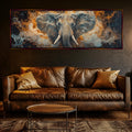 a painting of an elephant on a wall above a couch