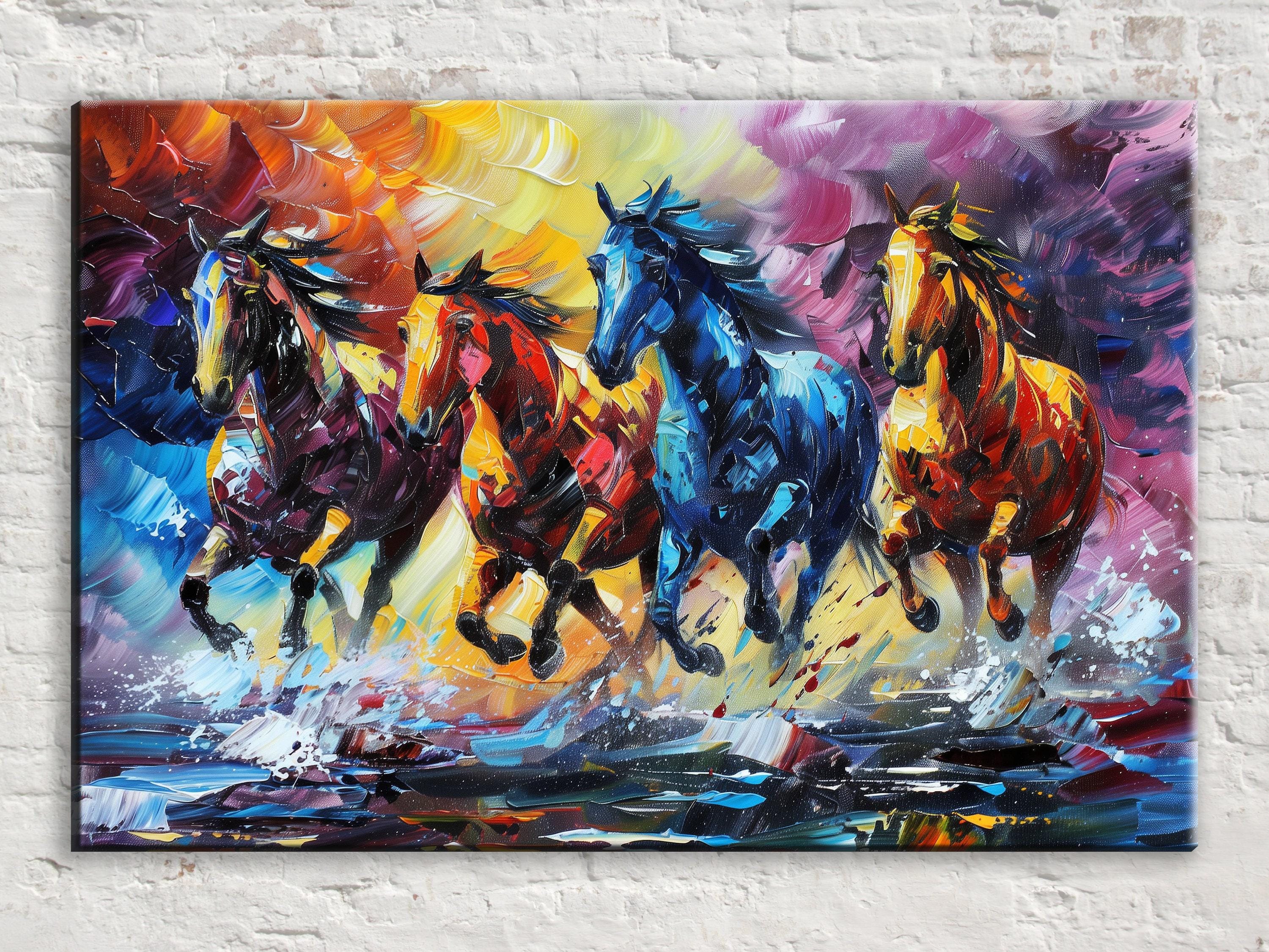 Wild Horses Wall Art - Extra Large Gallery Wrapped Canvas with UV Coating