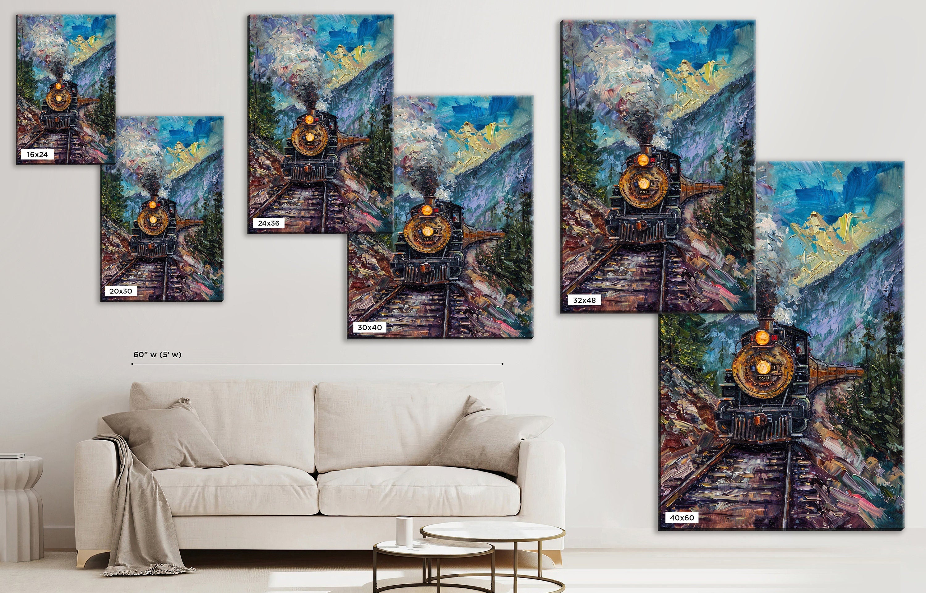 Railroad Engine Canvas - Large Locomotive Wall Art | Gallery Wrapped, Ready to Hang