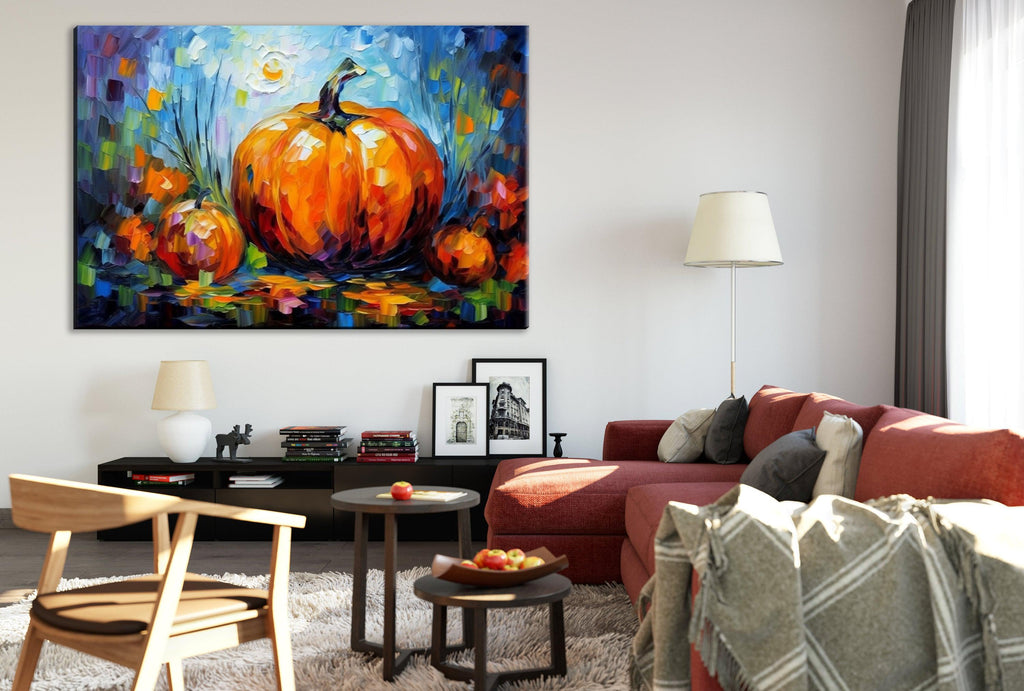 Pumpkin Wall Art – Large Gallery Wrapped Canvas | Halloween Canvas Art Decor