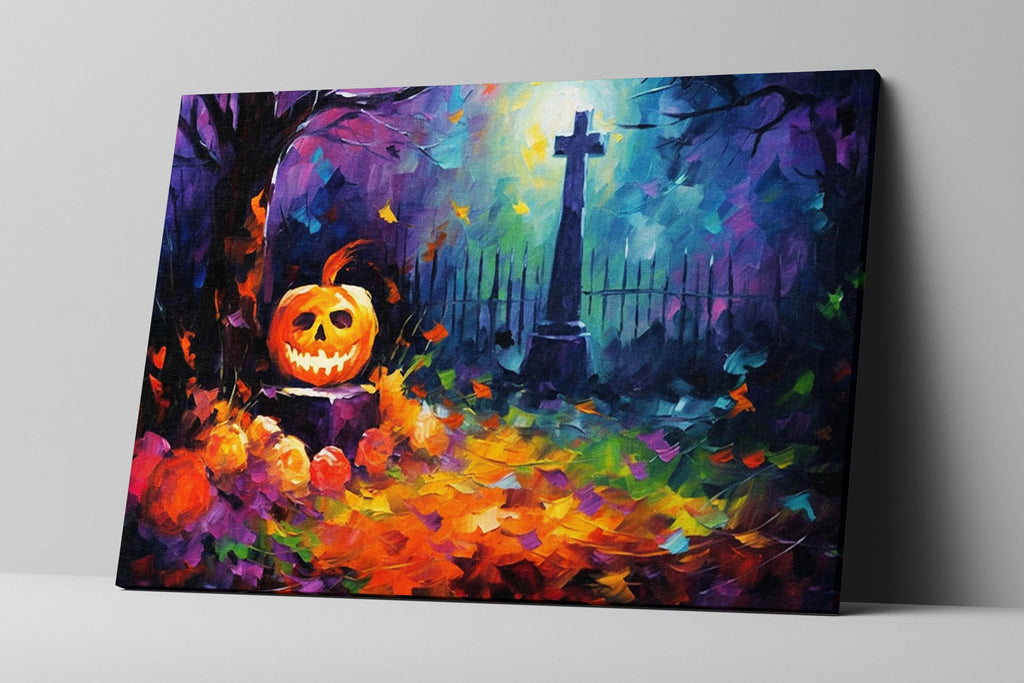 Halloween Graveyard Canvas – Spooky Wall Art | Large Premium Artist Canvas Print
