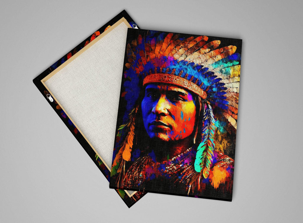 Native American Art Canvas | Tribal Indian Painting With Vibrant Colors Print