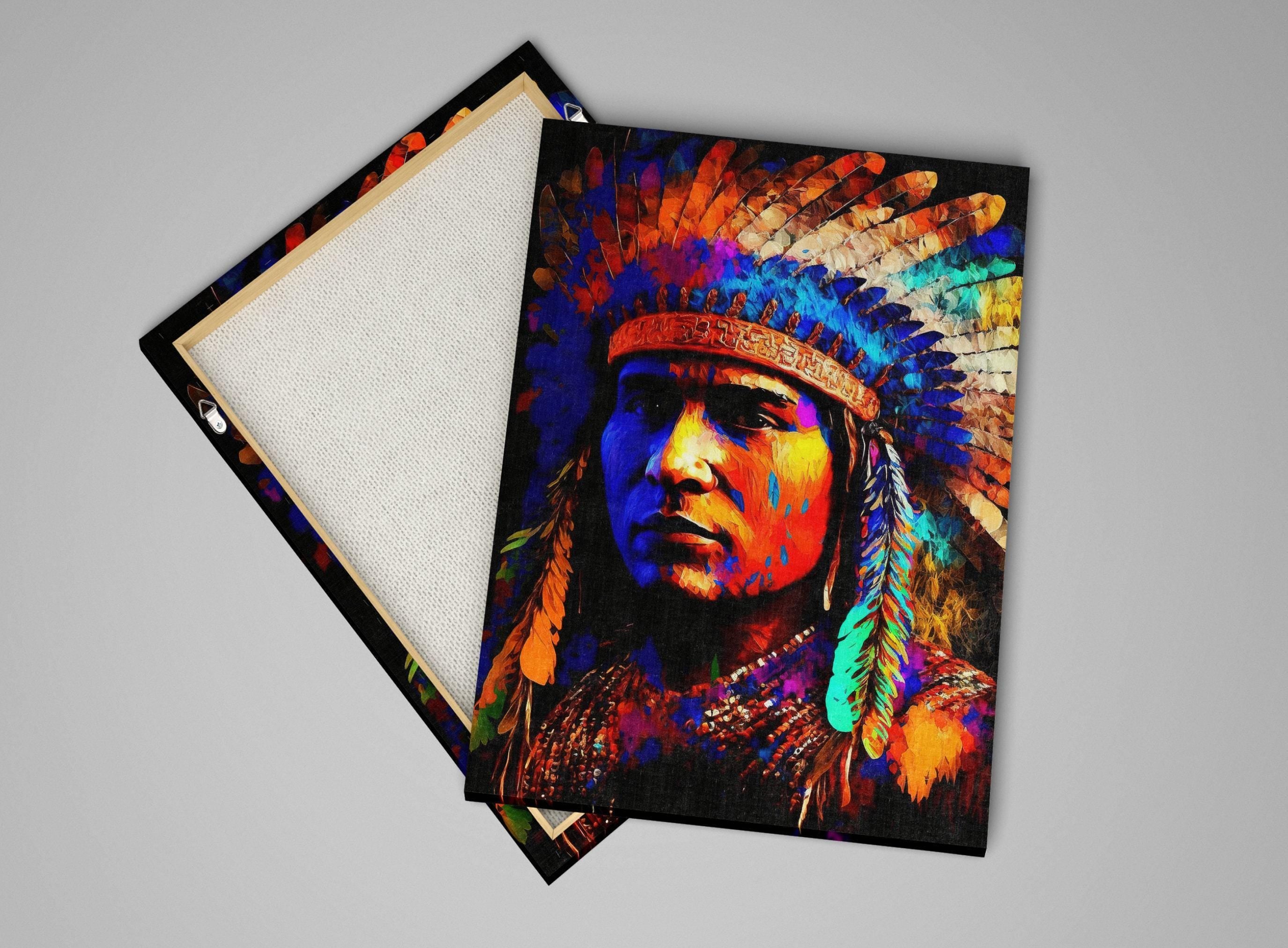Native American Art Canvas | Tribal Indian Painting With Vibrant Colors Print