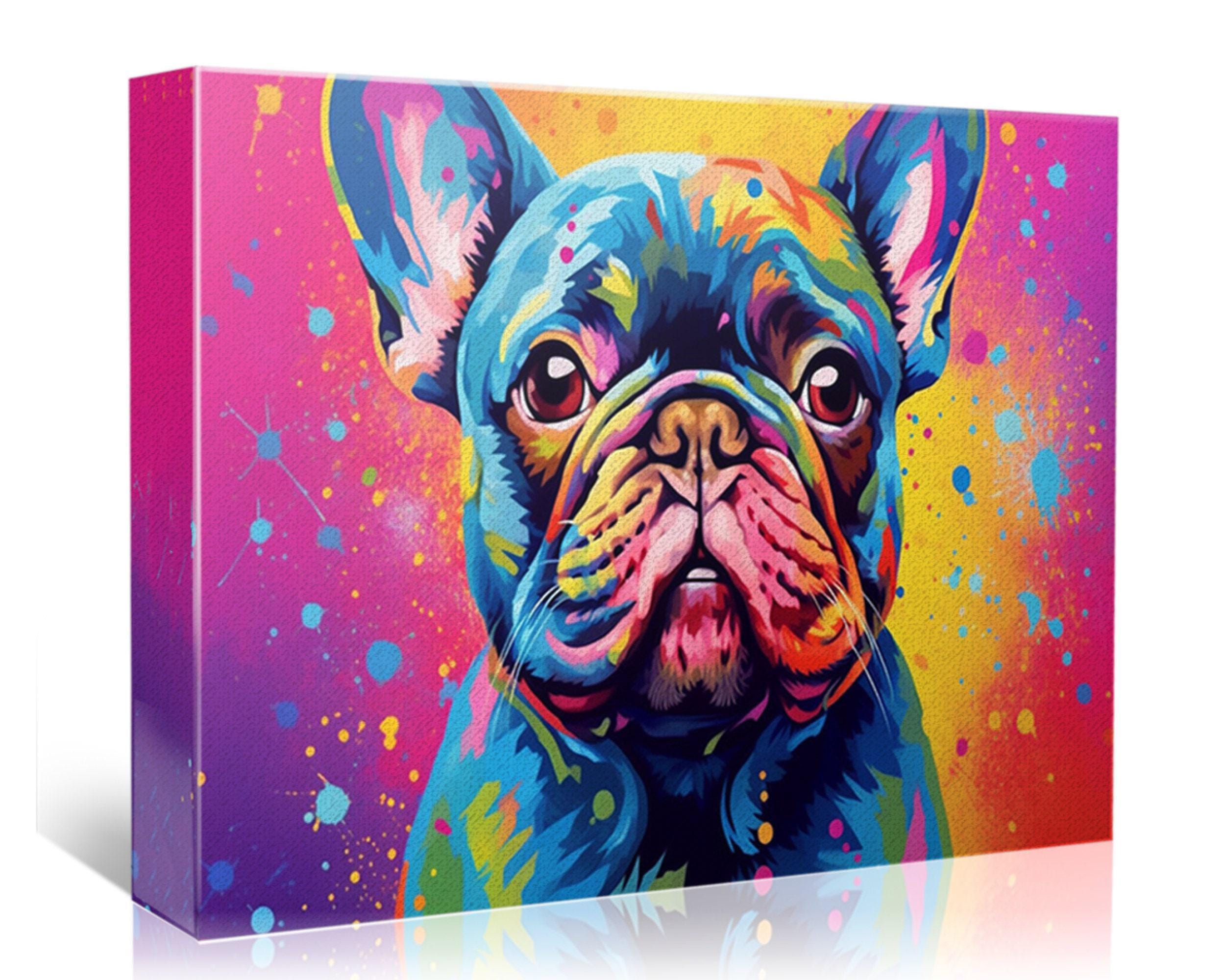 French Bulldog Canvas Print - Vibrant Dog Painting | Large Colorful Bulldog Art