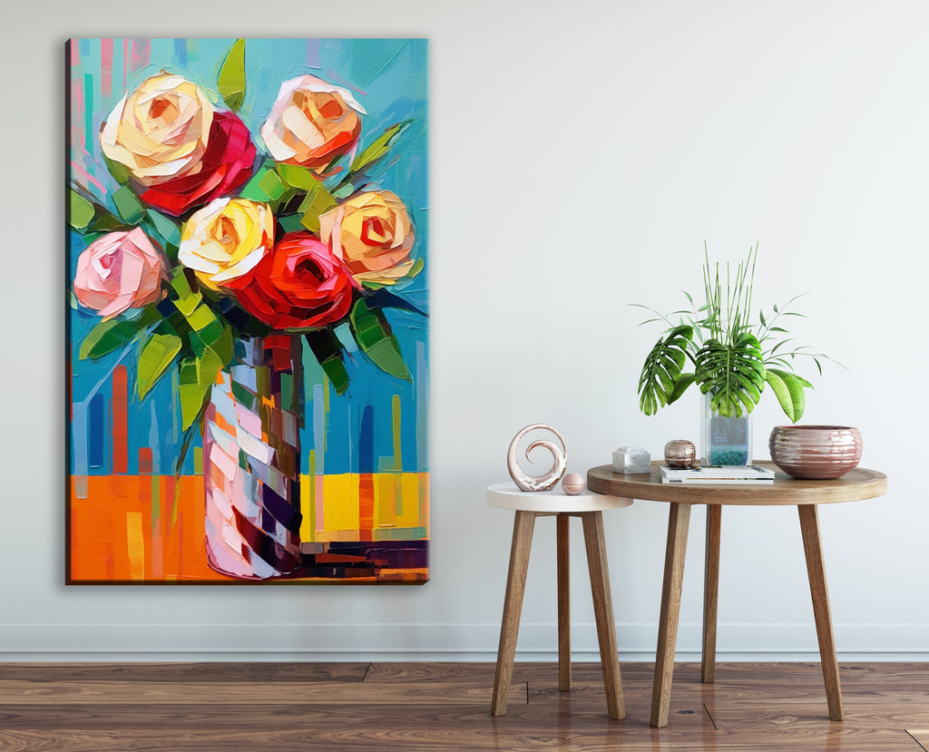 Rose Bouquet Canvas | Elegant Floral Arrangement - Large Canvas Art Wall Decor