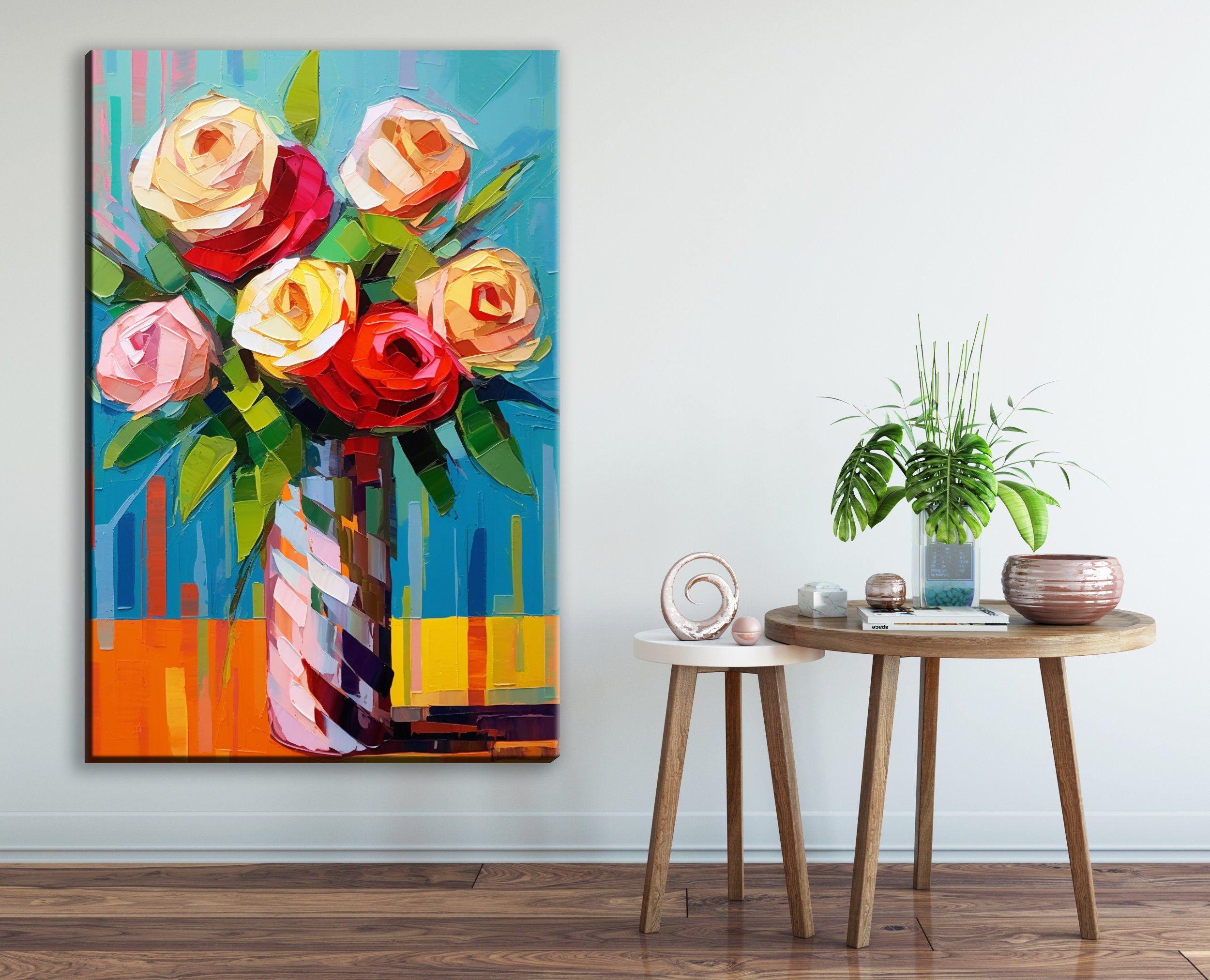 Rose Bouquet Canvas | Elegant Floral Arrangement - Large Canvas Art Wall Decor
