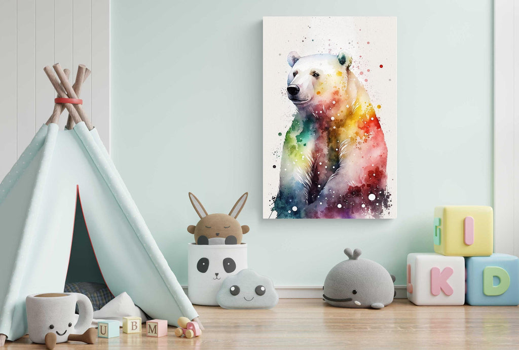 Wildlife Serenity: Polar Bear Watercolor Painting, Giclee Print on Canvas, Artist Paper, Watercolor Paper, Available in Extra Large Sizes