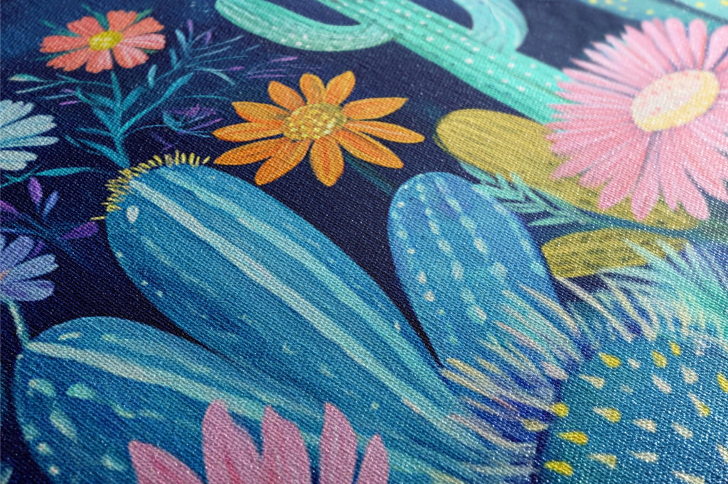 Boho Cacti Canvas Print | Bright Colorful Wall Decor - Framed Mexican Folk Art, Ready to Hang