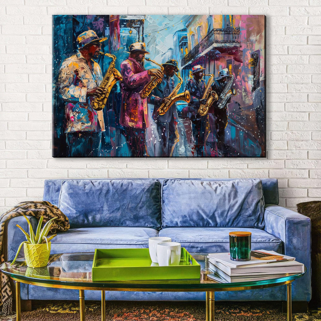 Bourbon Street Jazz Painting – New Orleans Wall Art | Gallery Wrapped Canvas Print