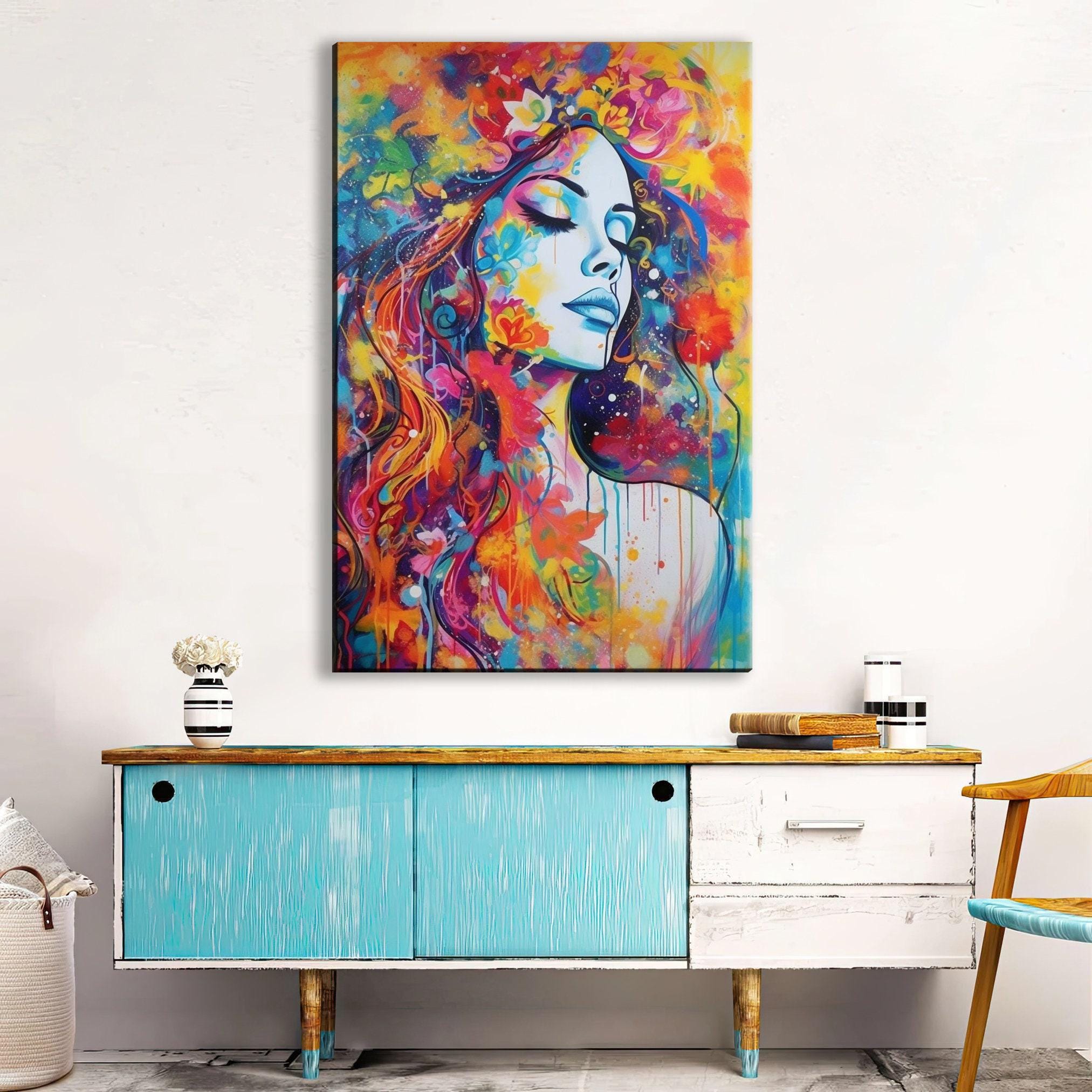 Woman Canvas Wall Art – Large Canvas Art | Sensual Paint Drip Artwork